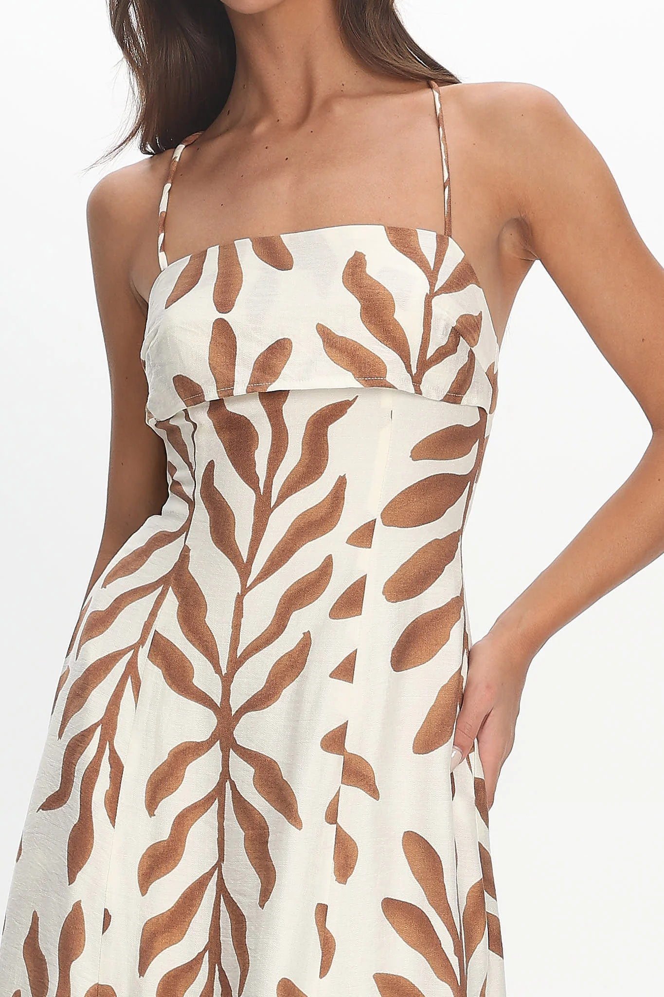 Mariana Strappy Back Maxi Dress Print Cream - luluinthesky