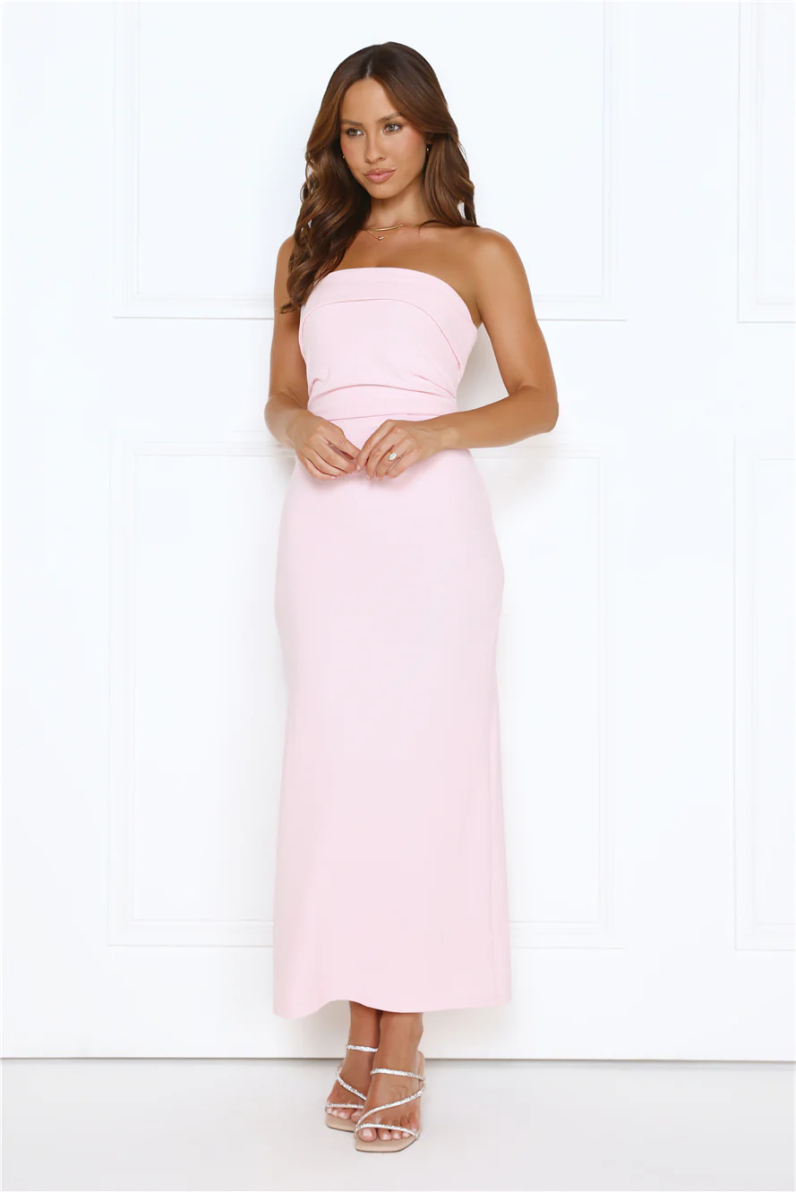 Fashion Forecast Strapless Maxi Dress Pink