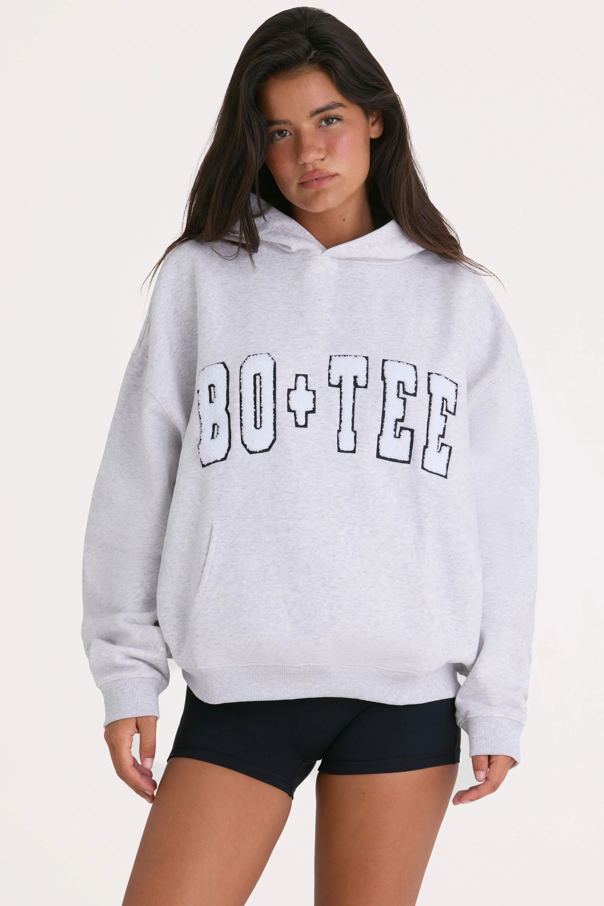 Soft Cotton Jersey Oversized Hoodie in Heather Grey