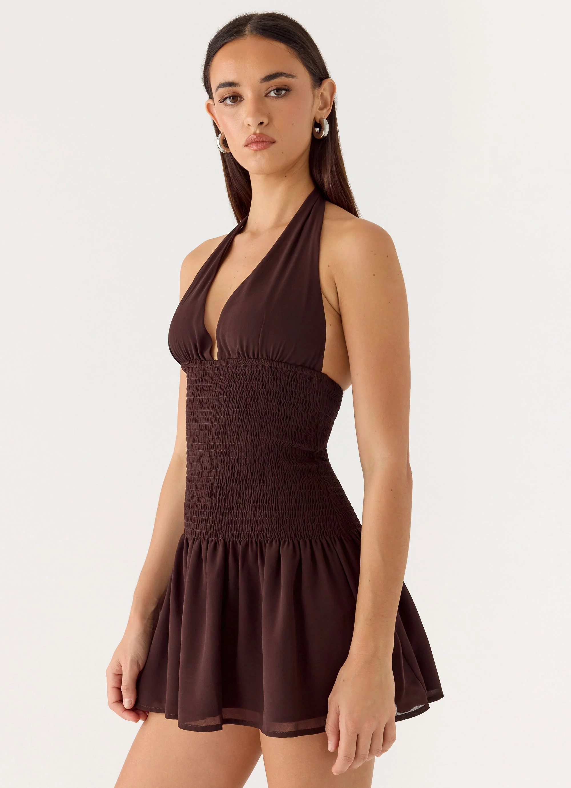 Holden Mini Dress - Chocolate - luluinthesky