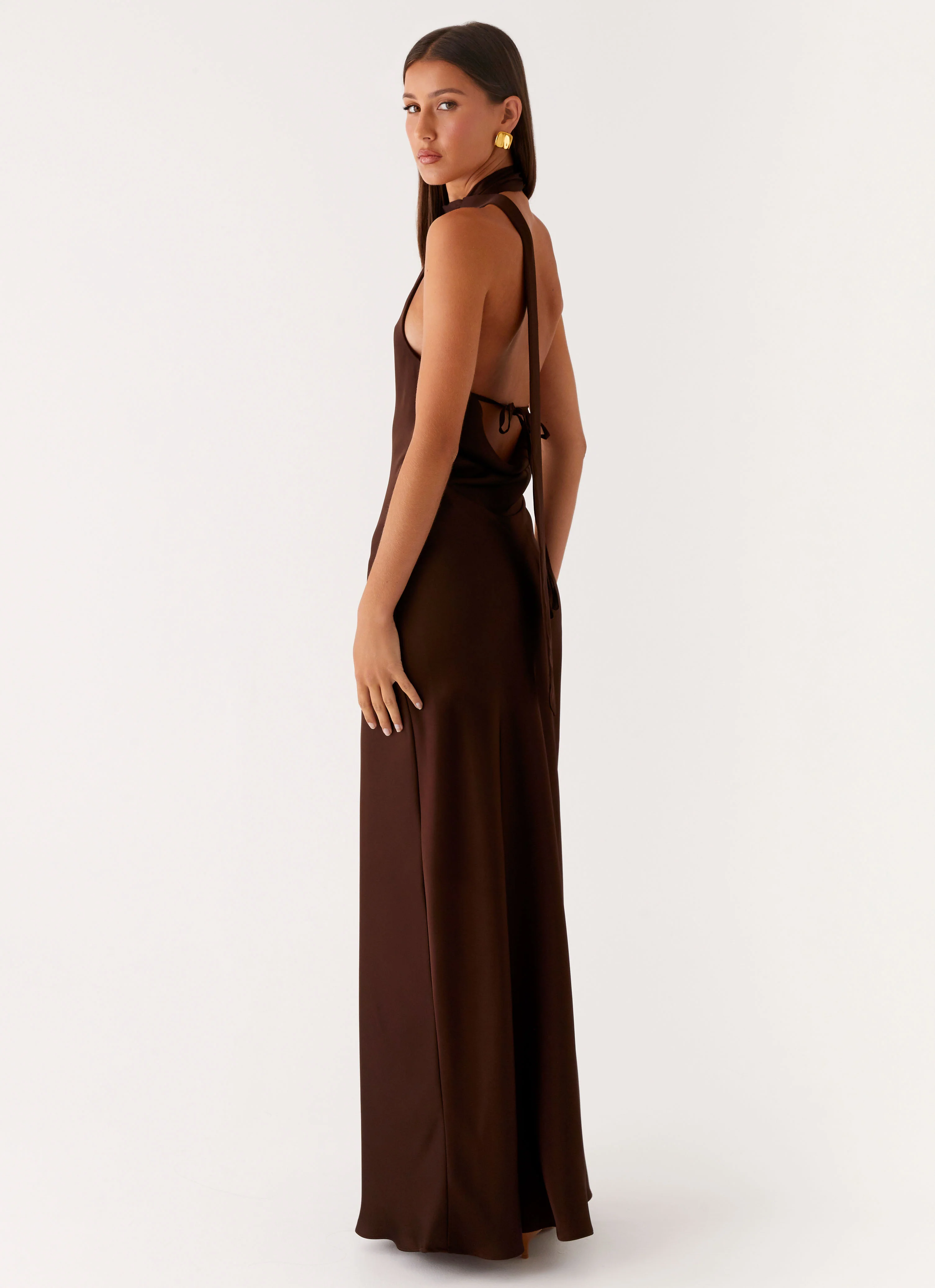 Keena Scarf Maxi Dress - Chocolate - luluinthesky