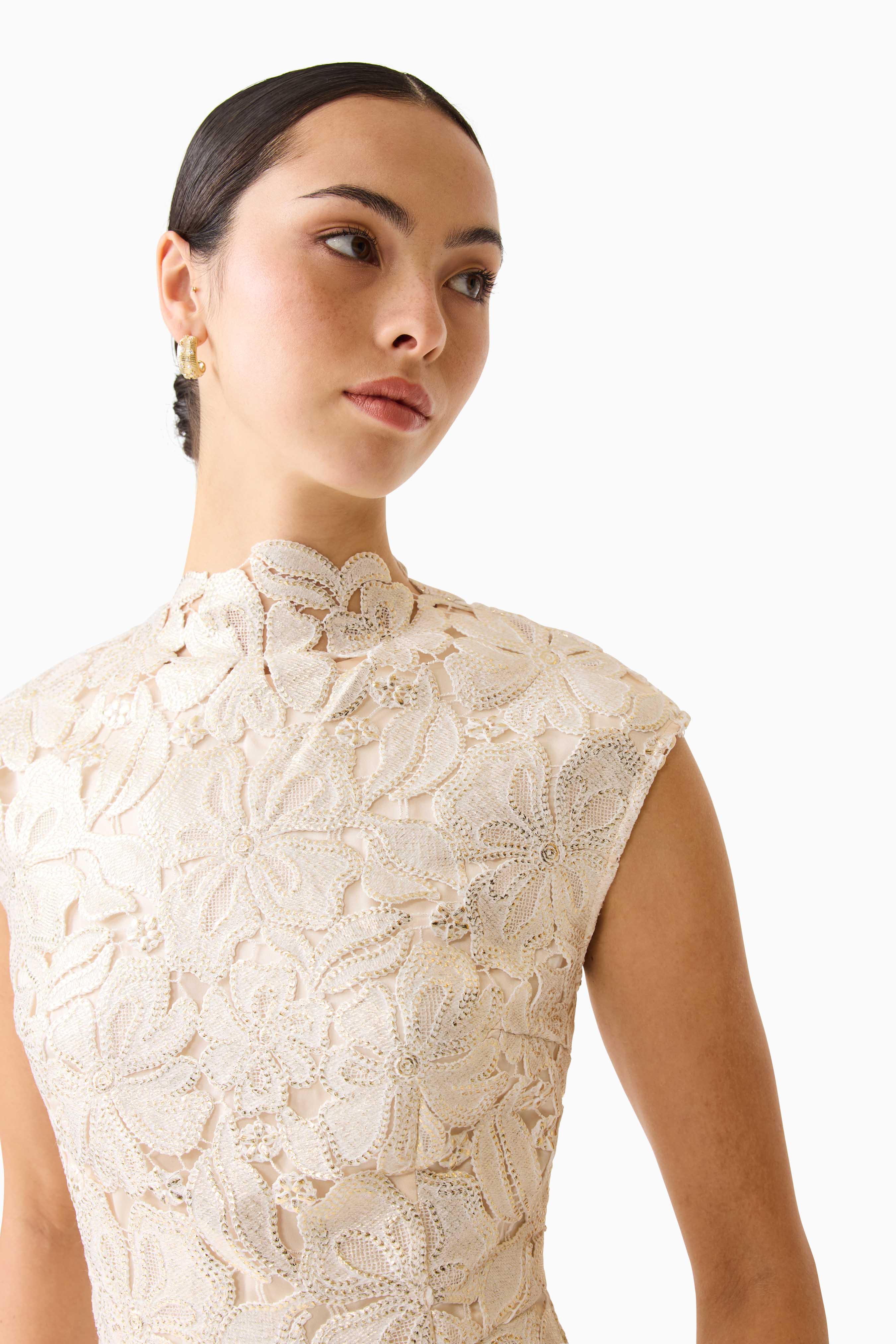 Nicoletta High Neck Gown in Gold