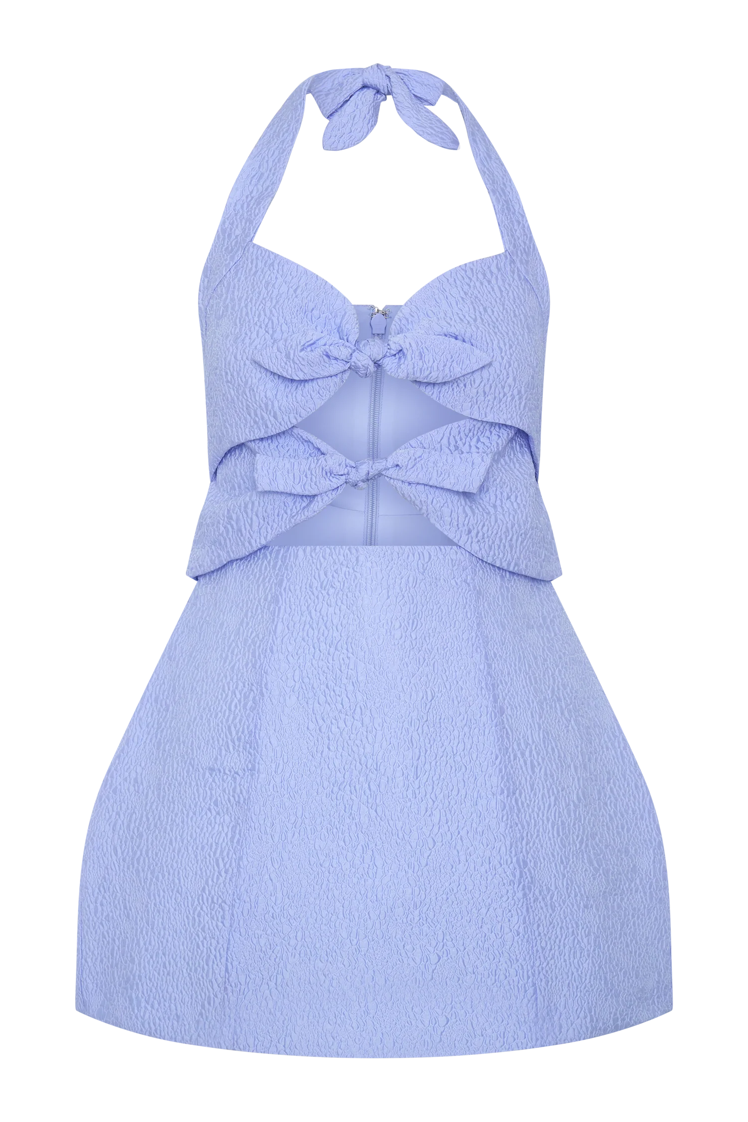 Ella Bow Detail Halter Mini Dress - Periwinkle Blue
