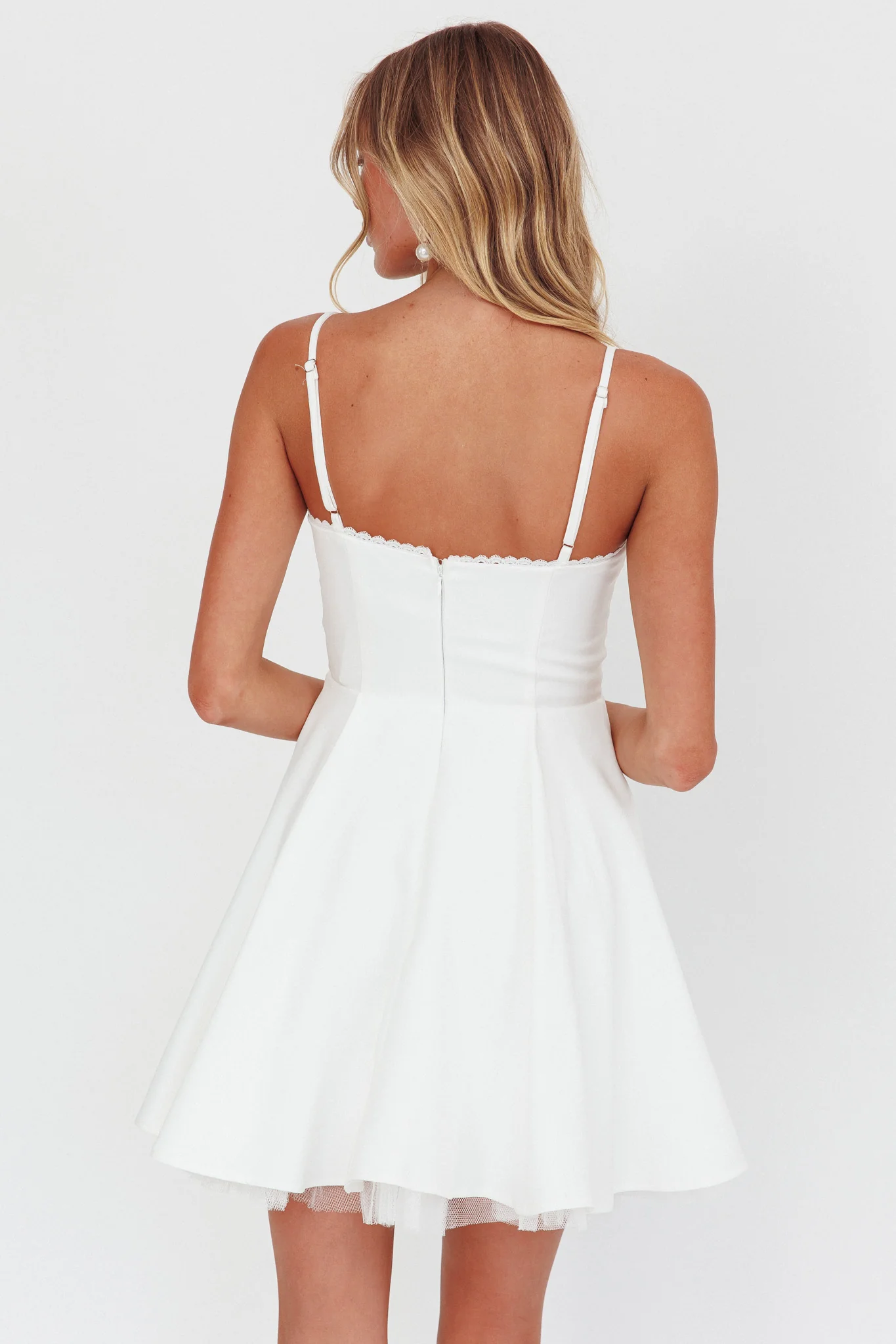 Scully Frill Trim A-Line Mini Dress White - luluinthesky