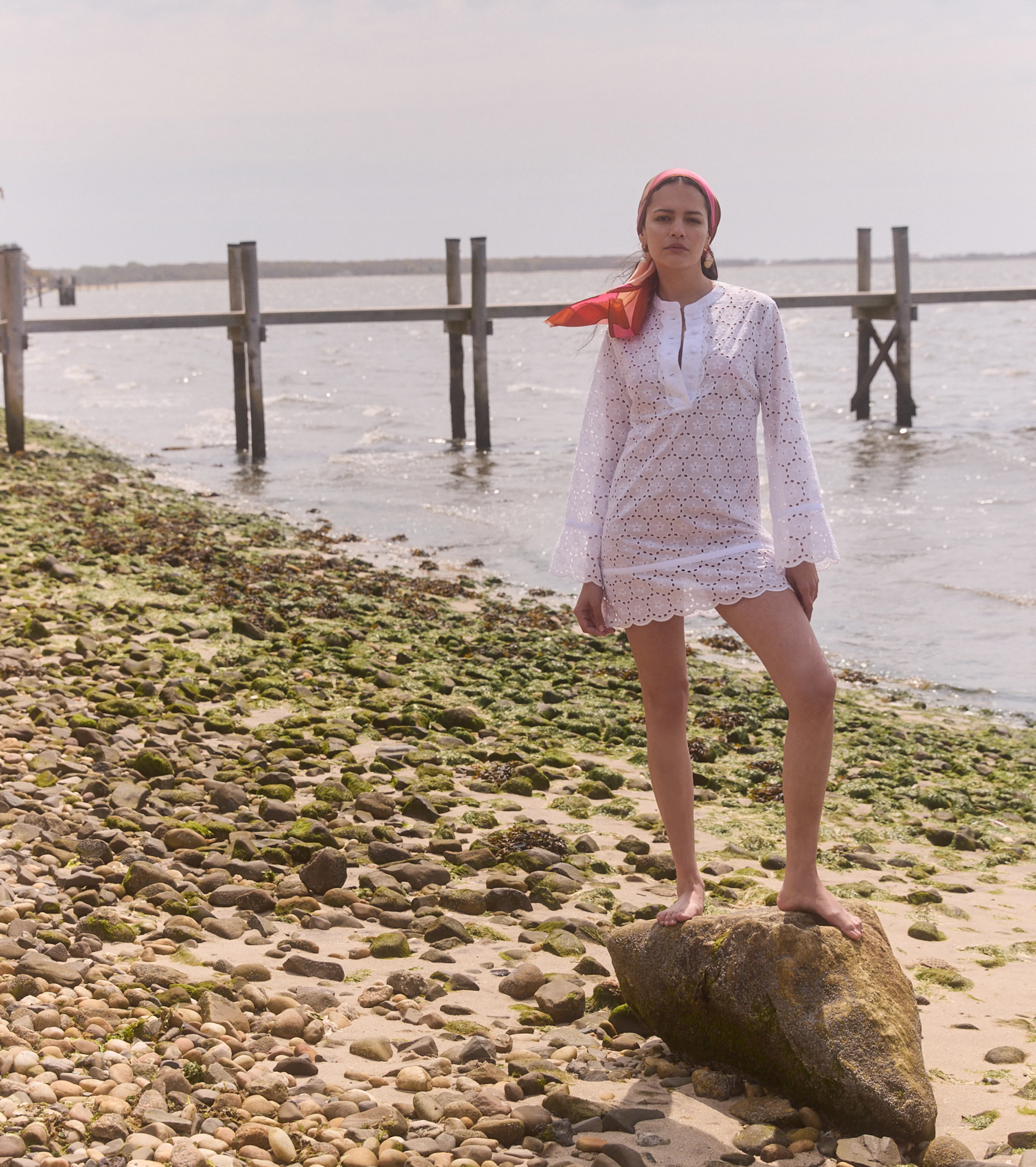 The Attica Dress - White Sand Dollar Broderie