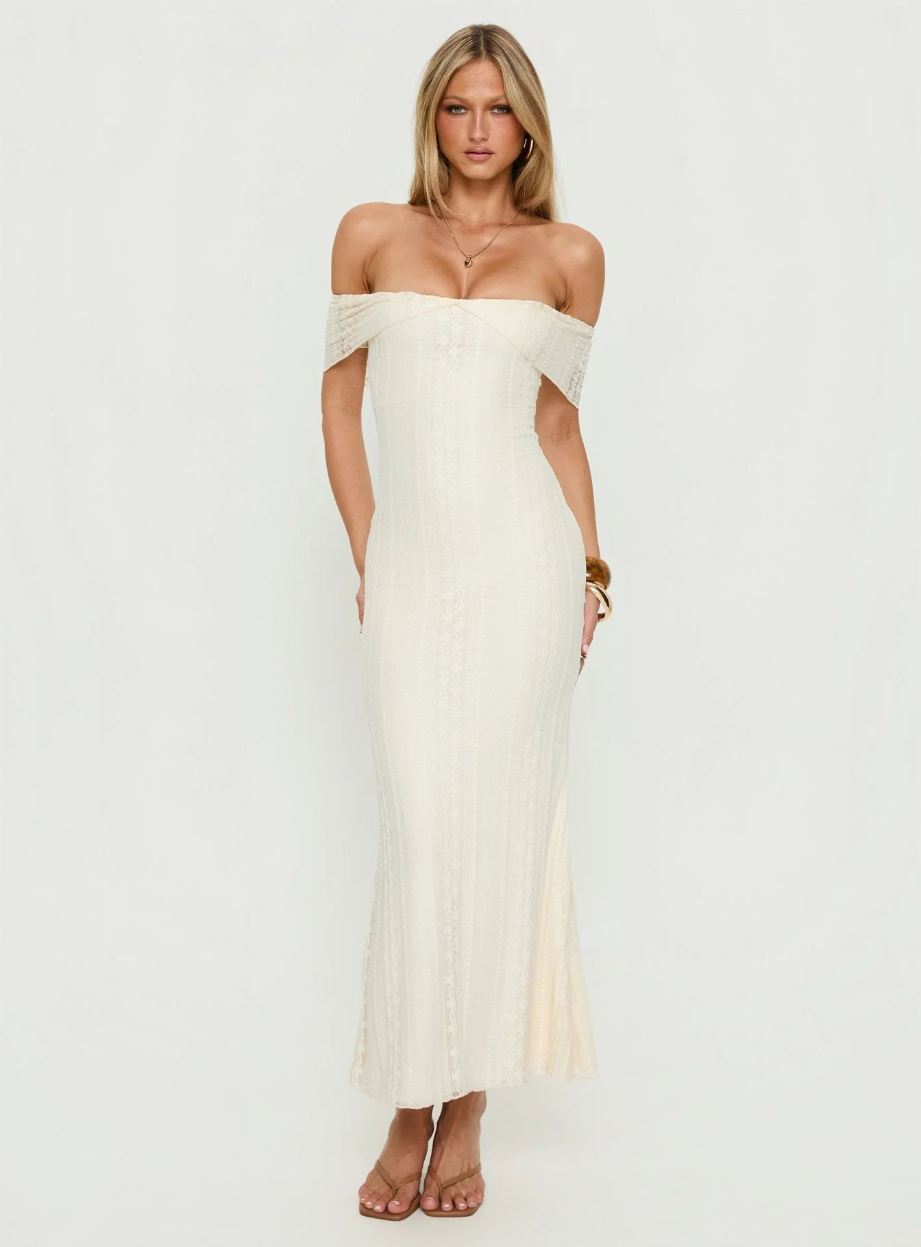 Ladonna Off Shoulder Maxi Dress Cream