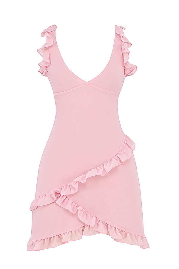 Pink Quartz Ruffle Mini Dress