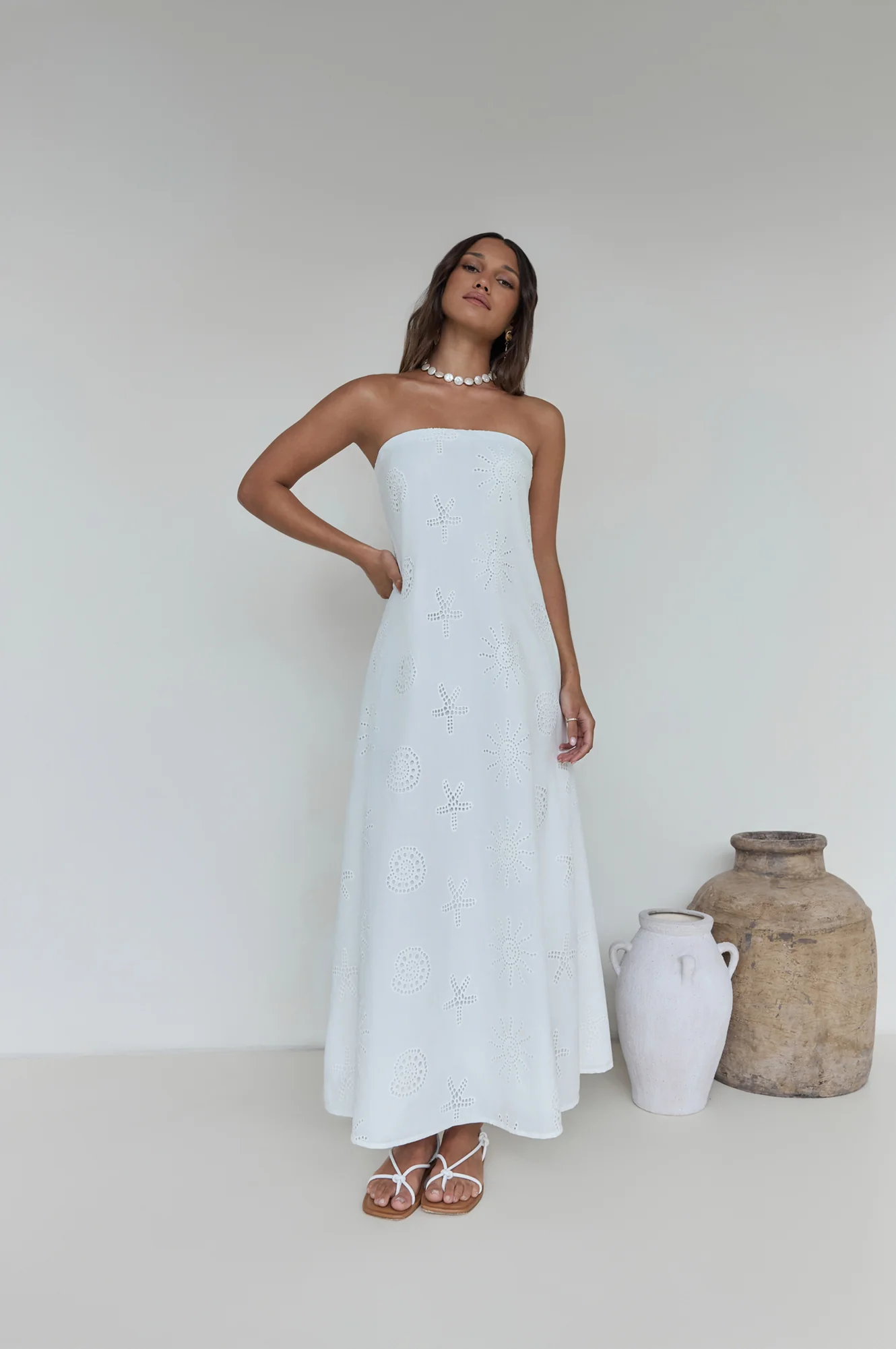 Heart To Heart Strapless Maxi Dress White - luluinthesky