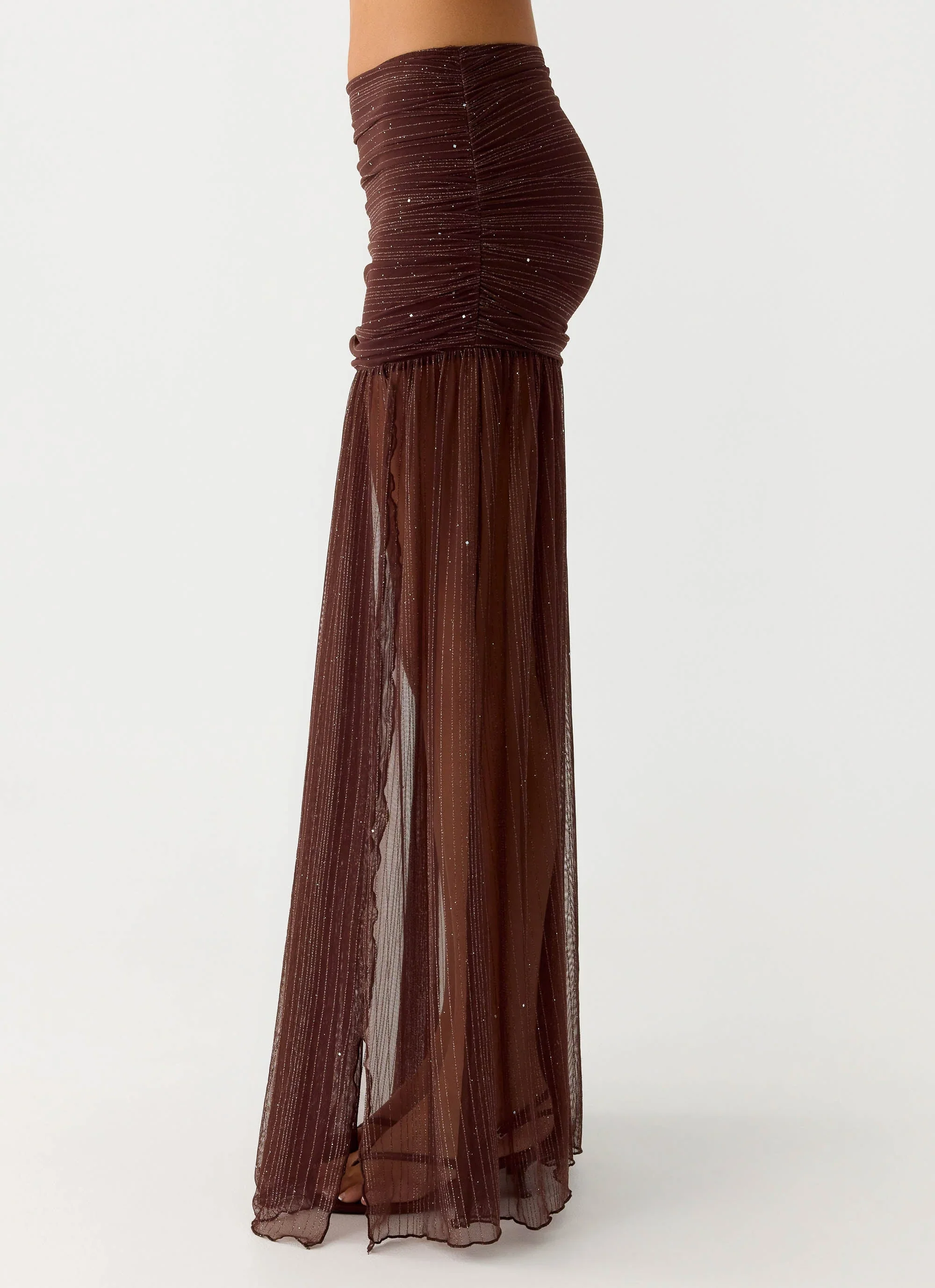 Sparkling Night Maxi Skirt - Chocolate