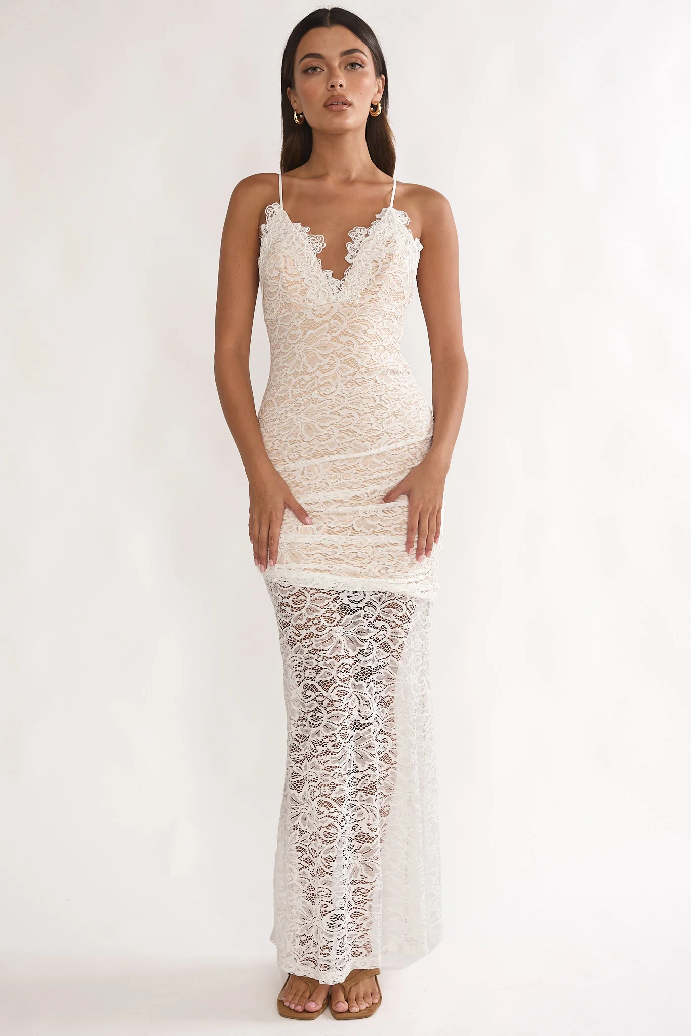 Capri Sunset Lace Overlay Maxi Dress White