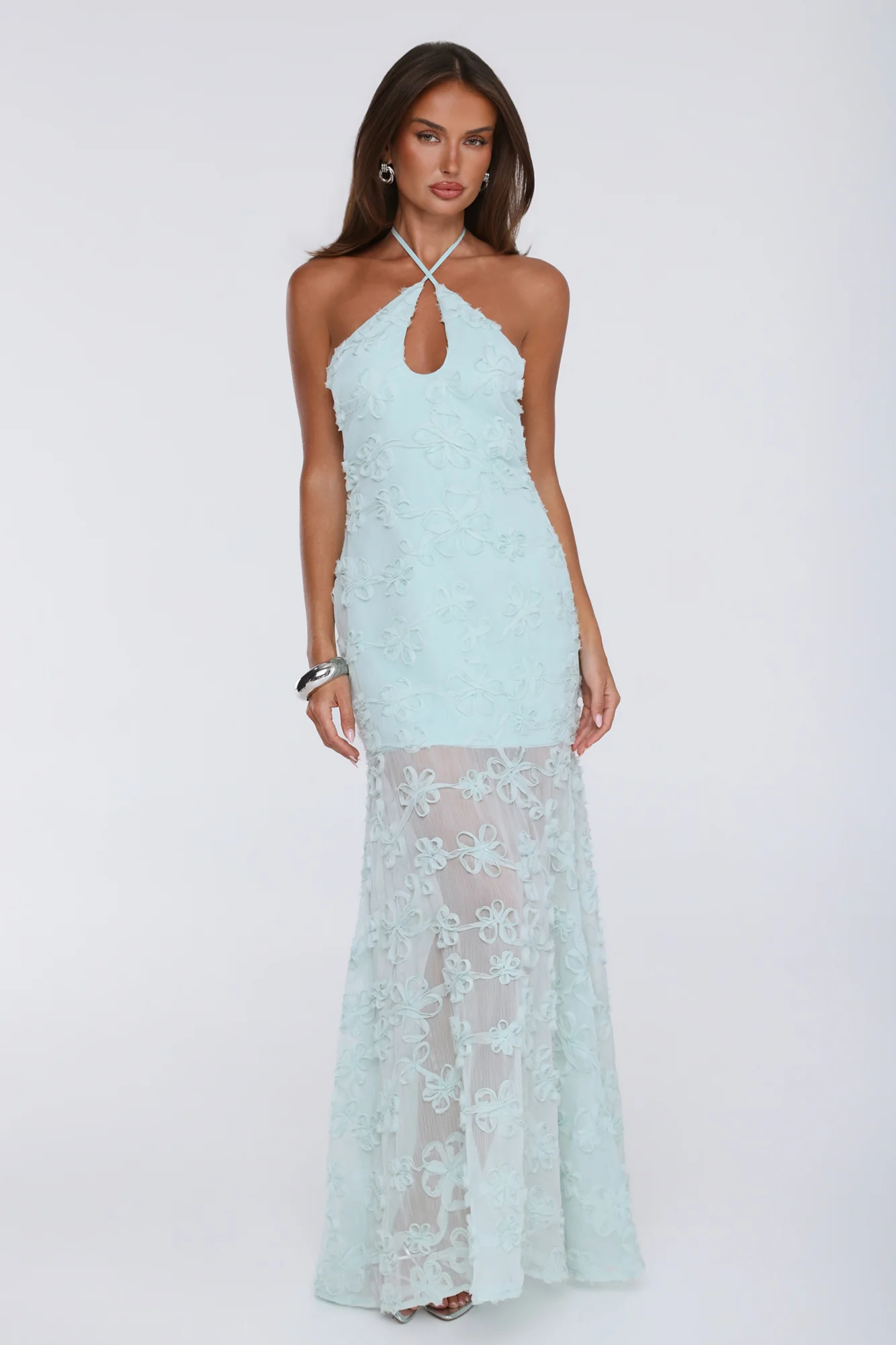 Enchanted Aura Halter Maxi Dress Sage