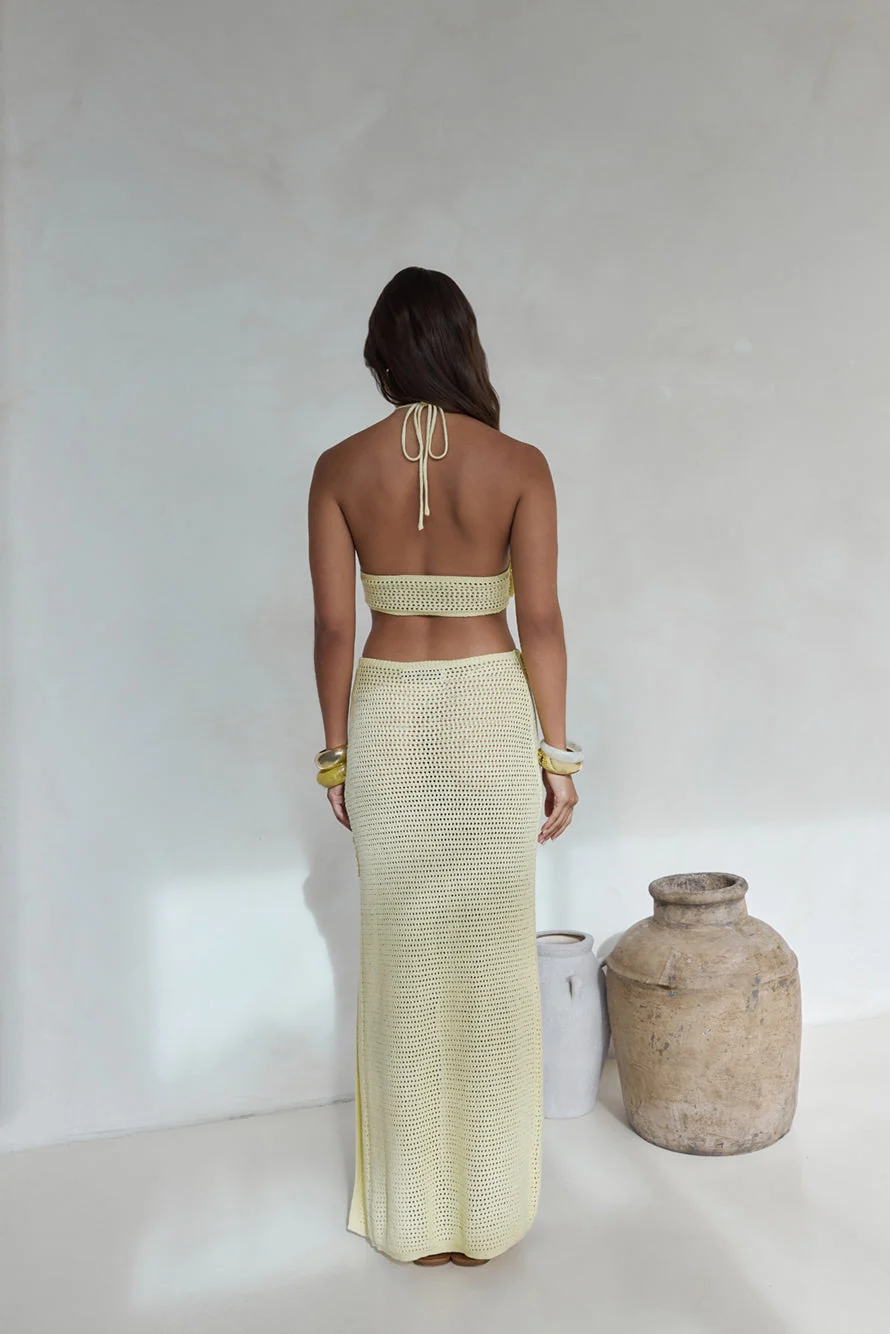 Monaco Sun Knit Halter Maxi Dress Yellow