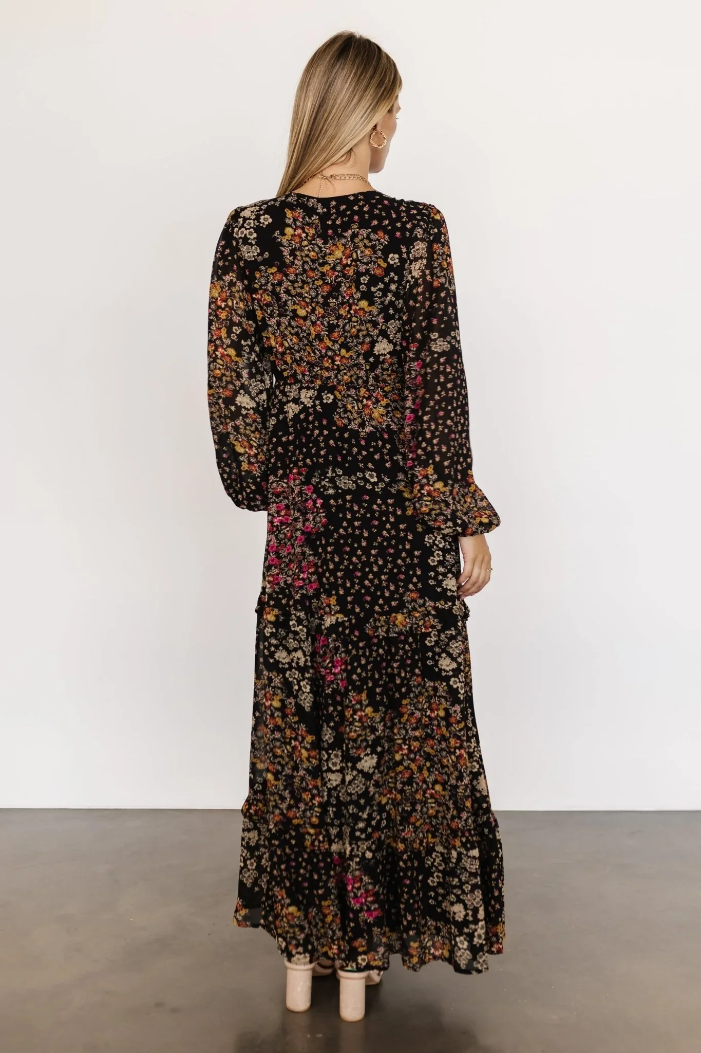 Bowman Deep V Maxi Dress | Black Multi