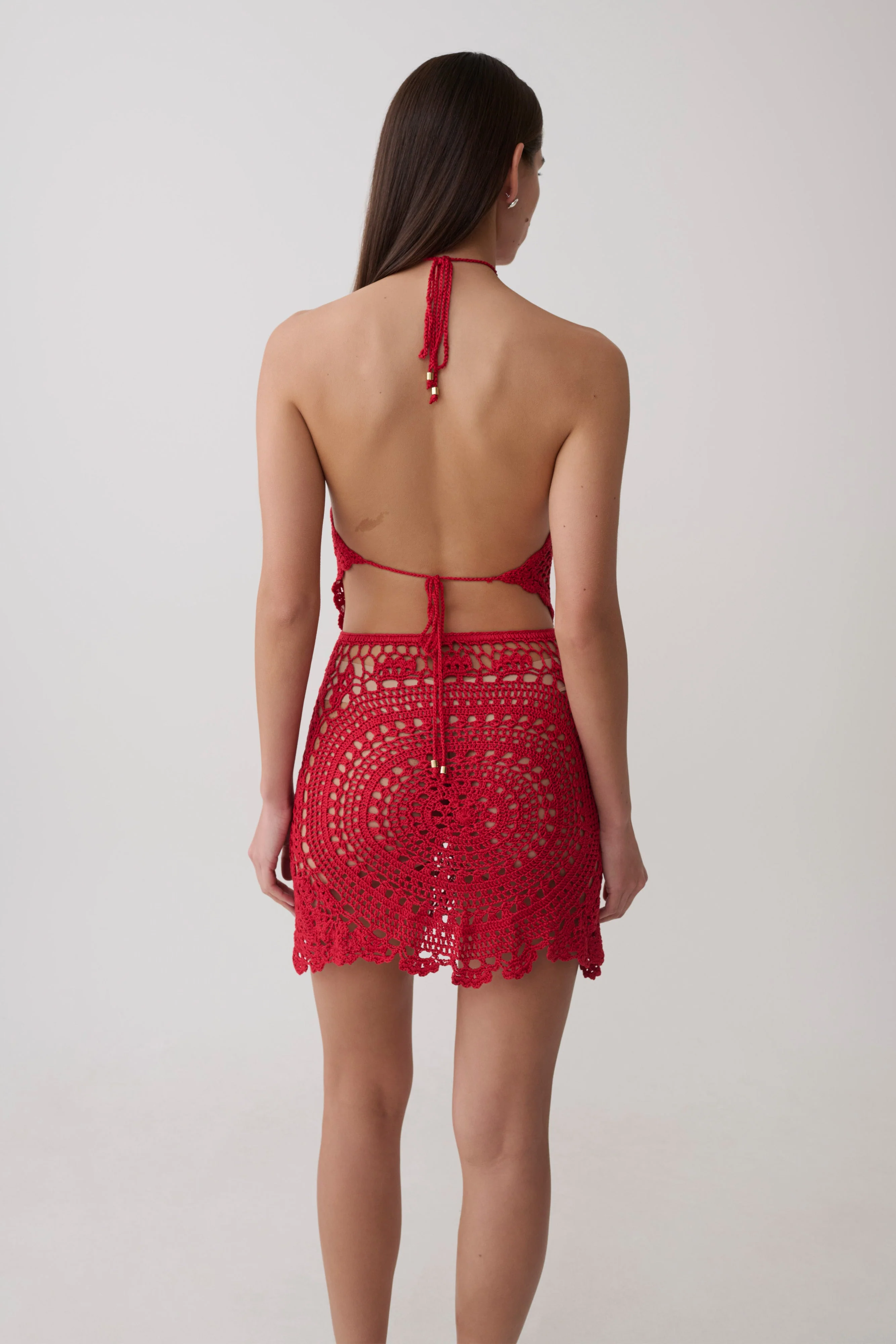 Marvin Crochet Halter Top - Red