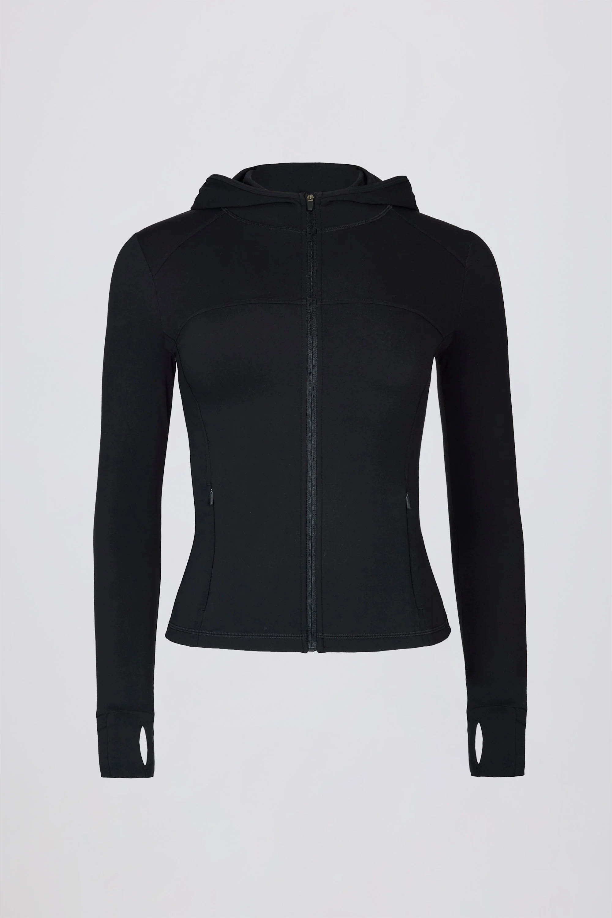 Soft Active Hooded Mid-Layer Jacket in Black