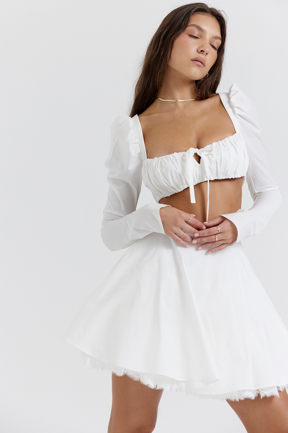 White Bow Mini Skirt