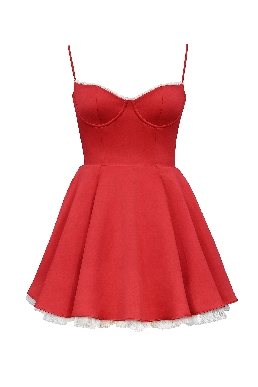 Holly Red Satin Tulle Mini Dress