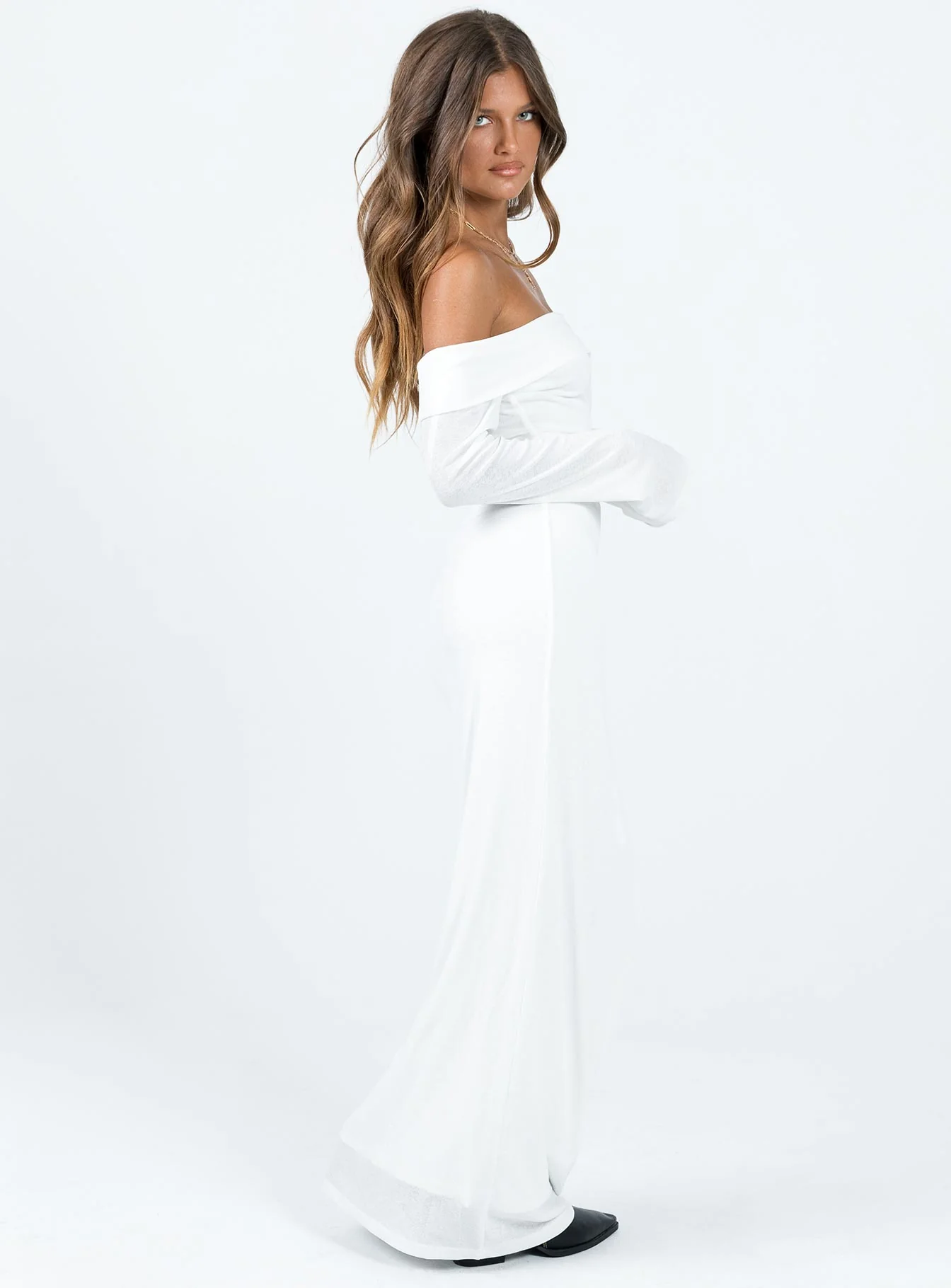 Maida Long Sleeve Maxi Dress White - luluinthesky