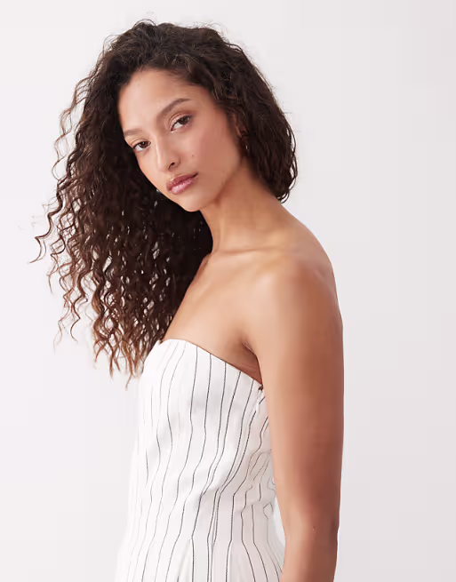 strapless maxi sundress with full skirt in stripes