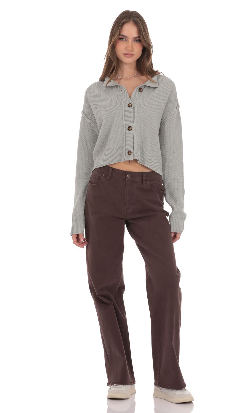 Cable Knit Cardigan in Gray