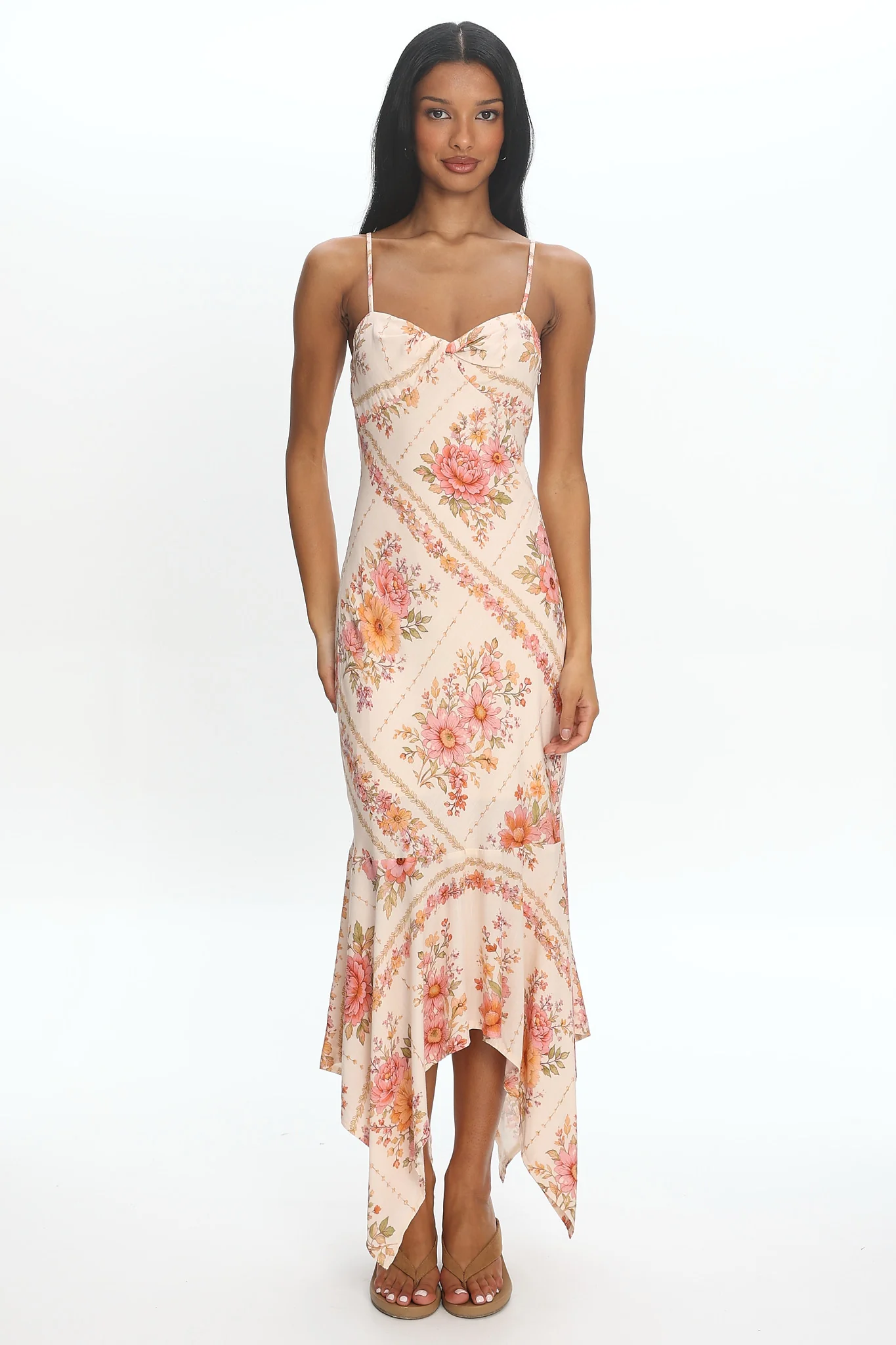 Rosalind Twist-Front Handkerchief Dress Pink - luluinthesky
