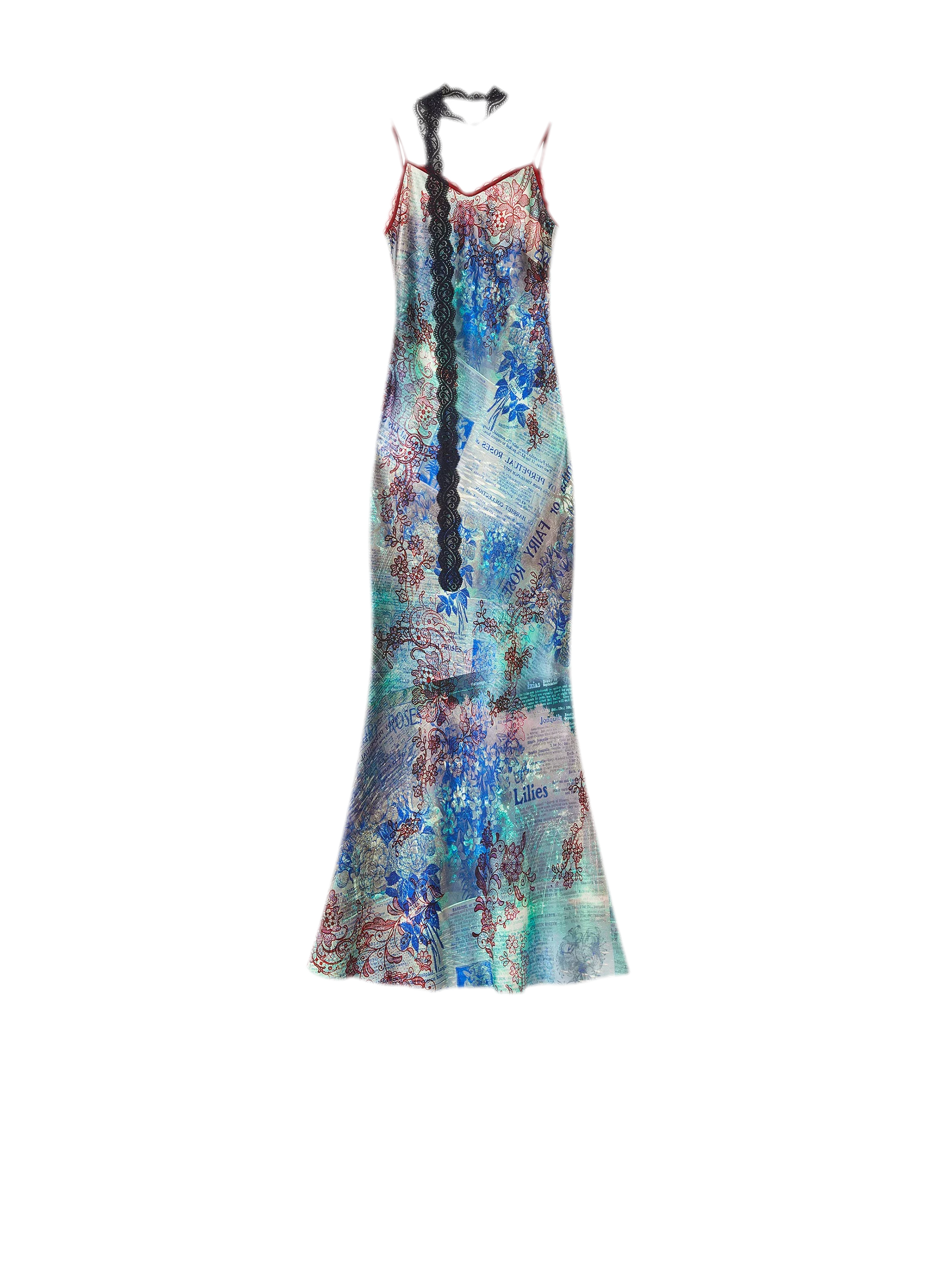 Botanical Print Bias-Cut Camisole Long Dress