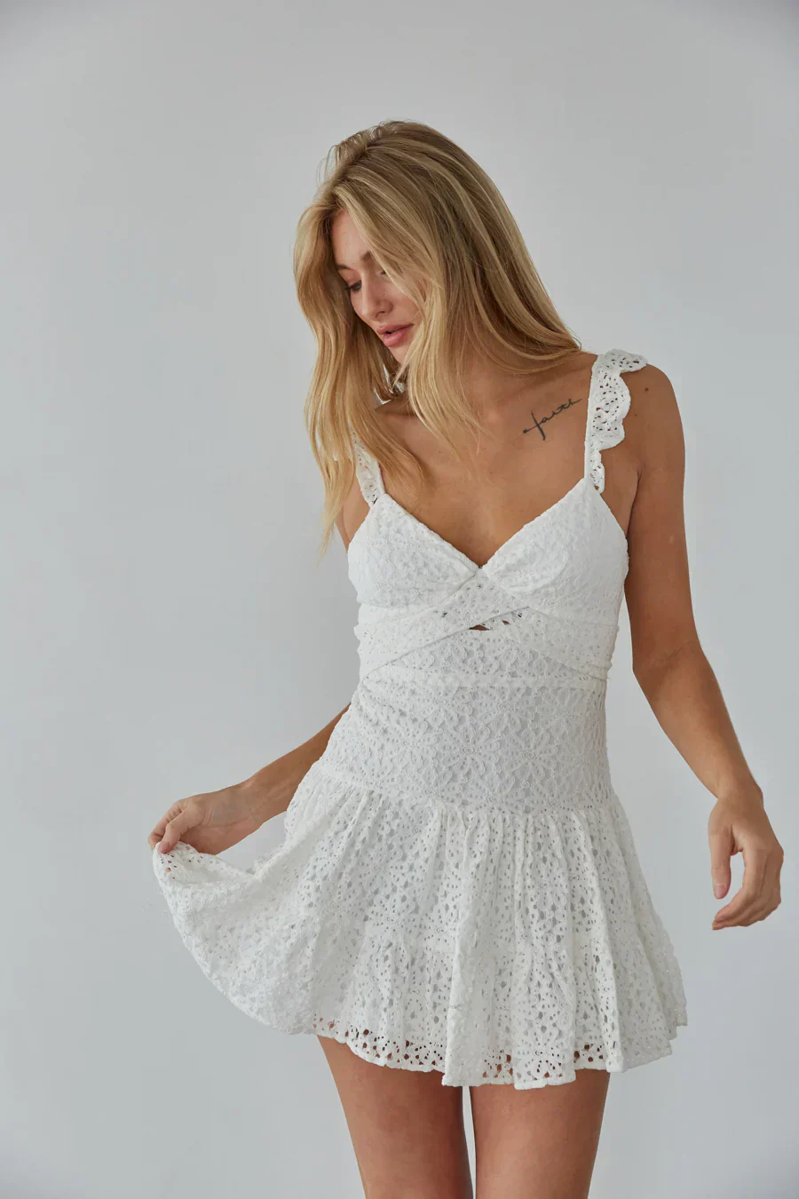 Liliana Eyelet Lace Mini Dress - luluinthesky