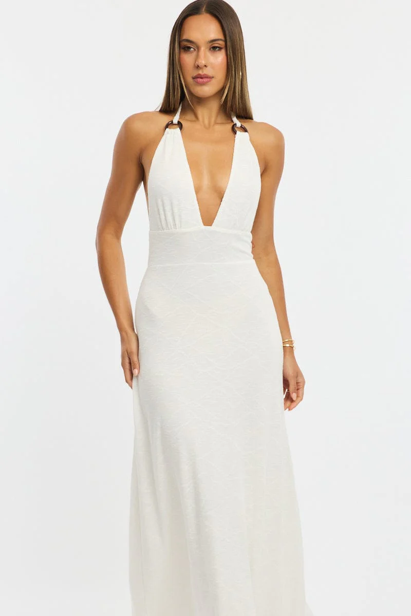 White Maxi Dress Halter Neck