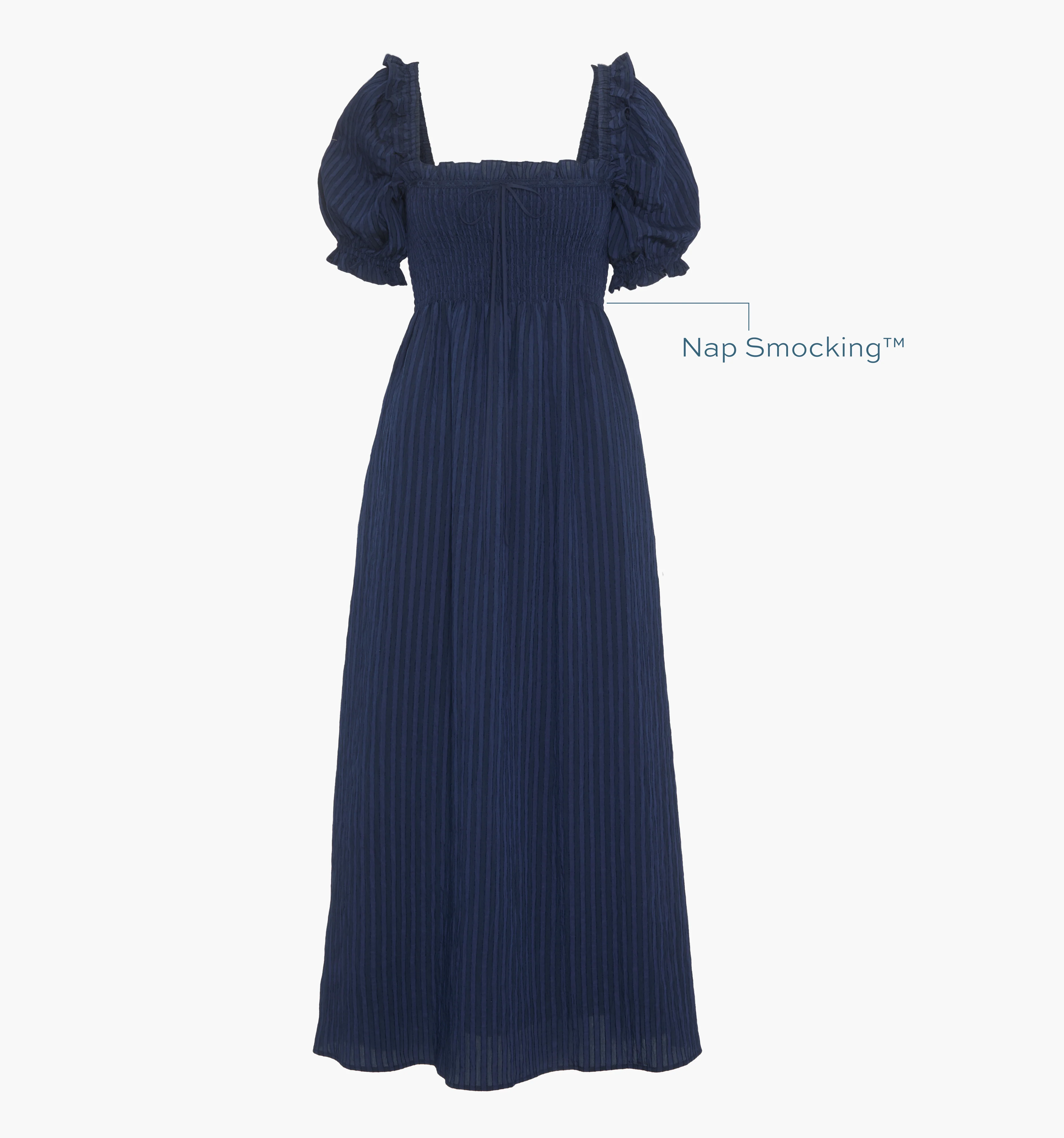 The Scarlett Nap Dress - Navy Tonal Seersucker