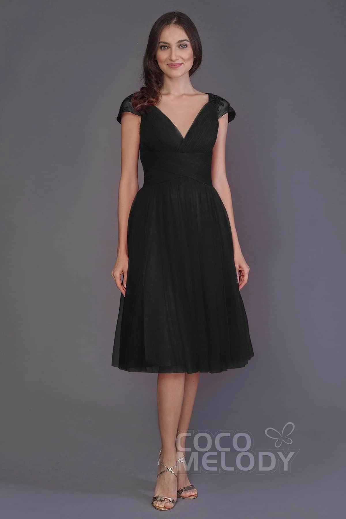 A-Line Knee Length Tulle Bridesmaid Dress PR3515