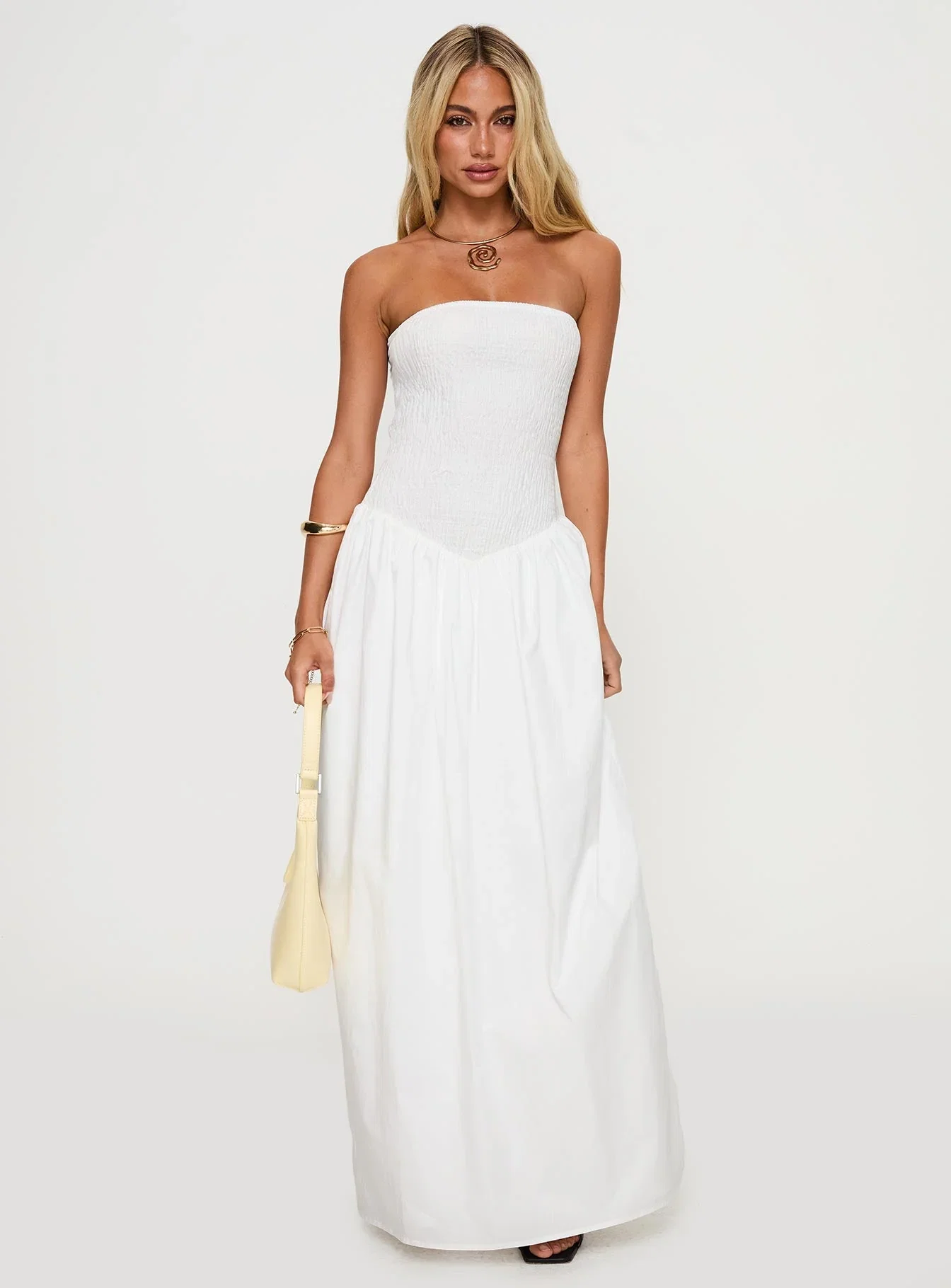 Percie Strapless Maxi Dress White