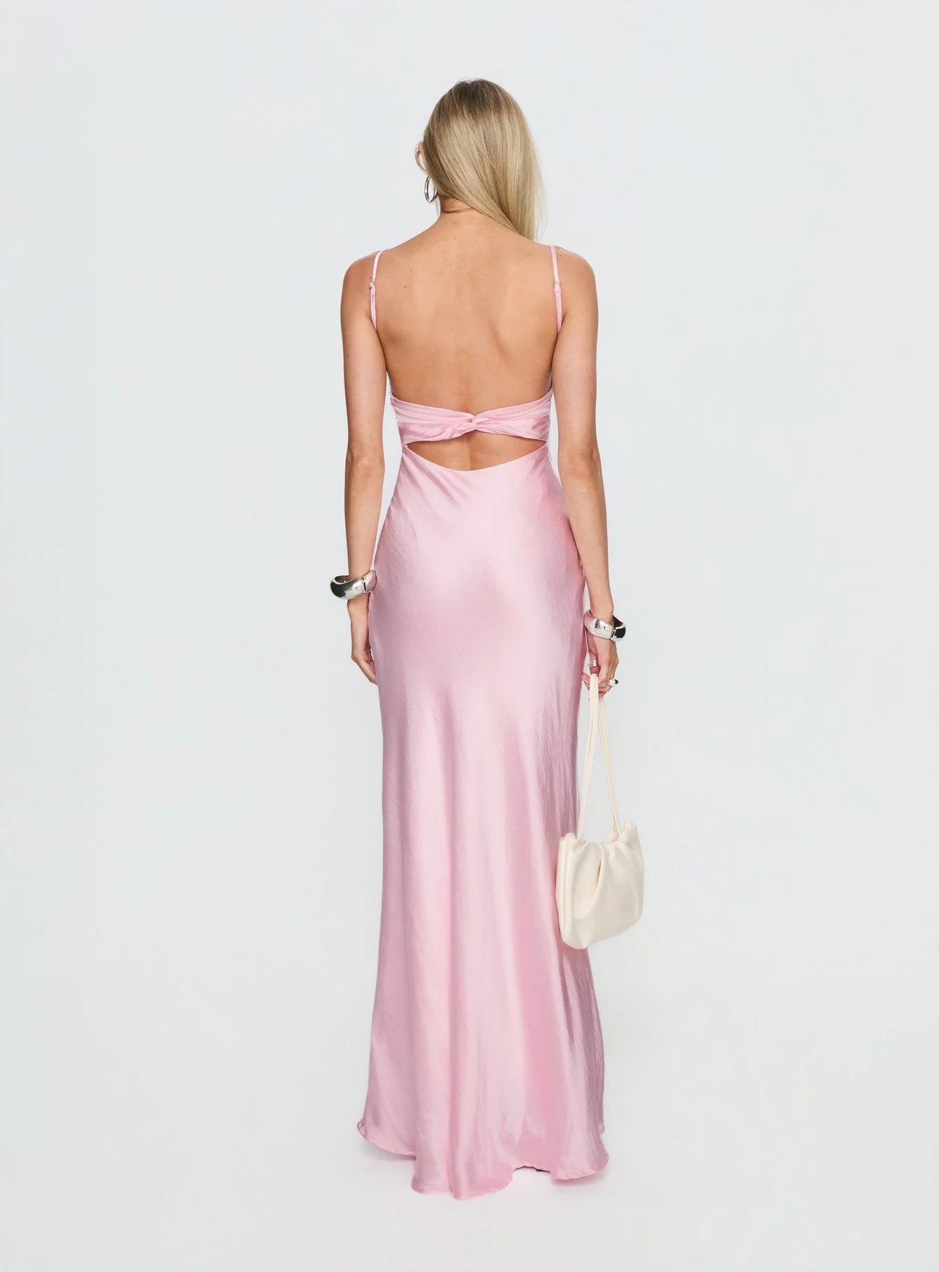 Truth Hurts Ruched Backless Maxi Dress Pink - luluinthesky