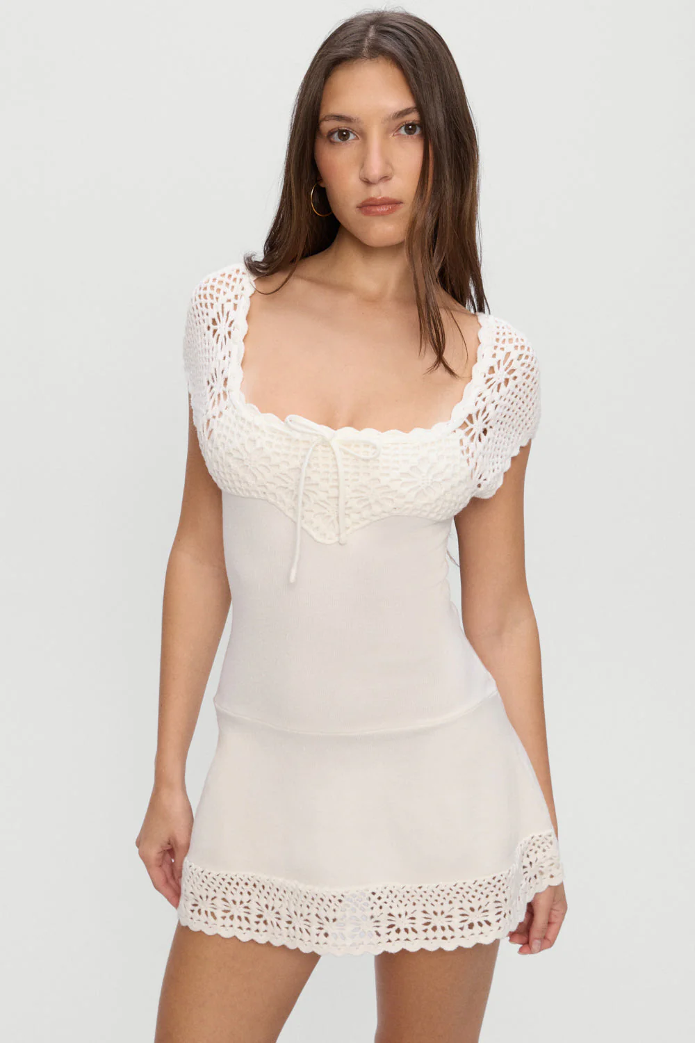 Lover Crochet Knit Mini Dress - White