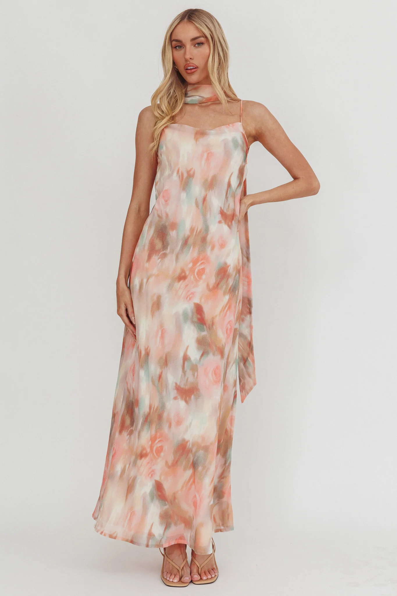 Helsi Cowl Back Maxi Dress Print Pink