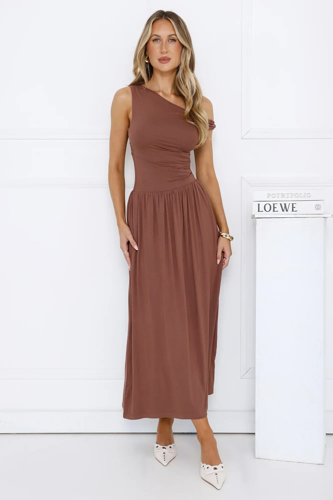 Coastal Daydream Off Shoulder Midi Dress