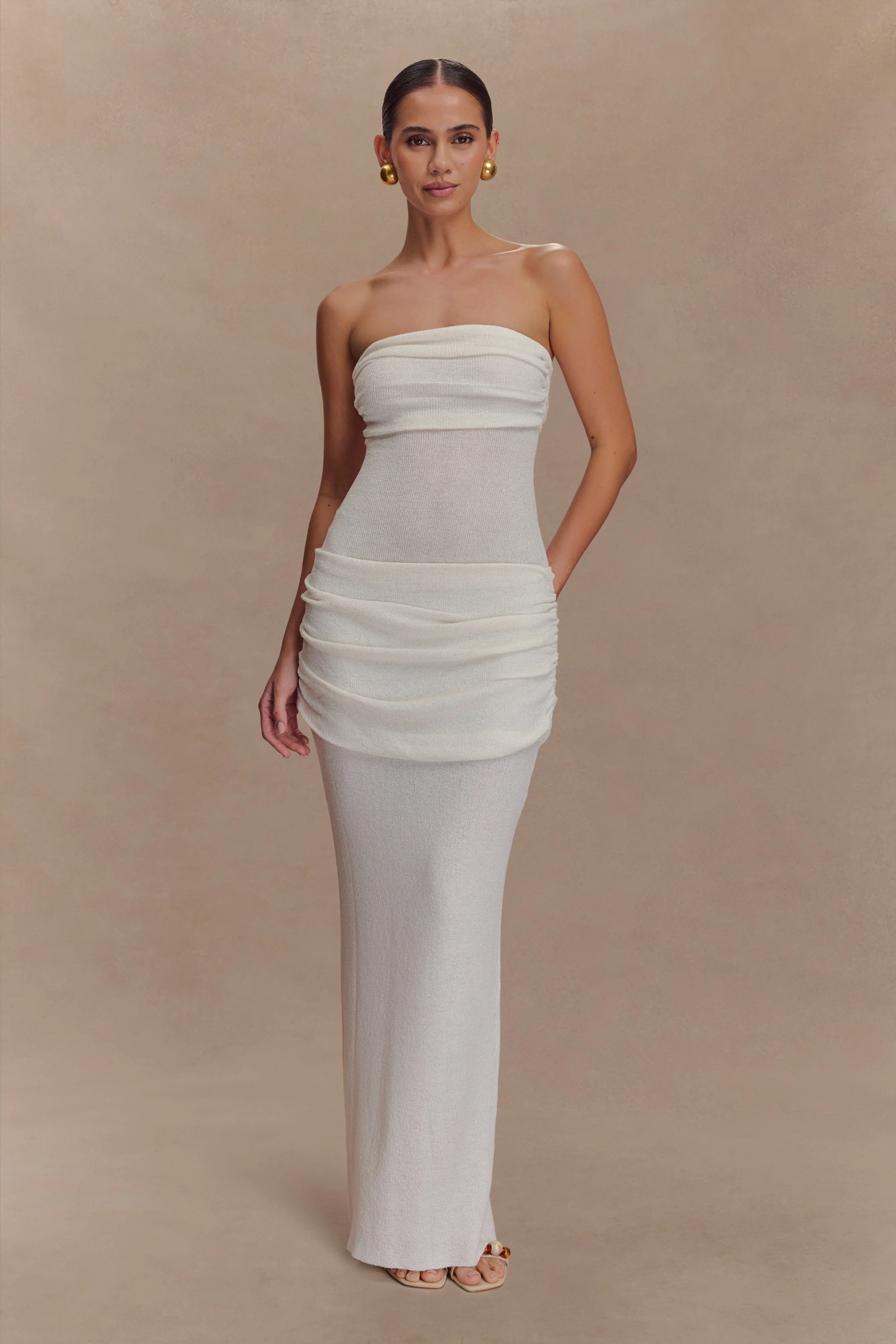 Elora Strapless Knit Maxi Dress - Ivory
