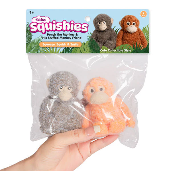 Taba Squishies® Punch the Monkey & His Stuffed Monkey Friend Fidget Toys (2pc)