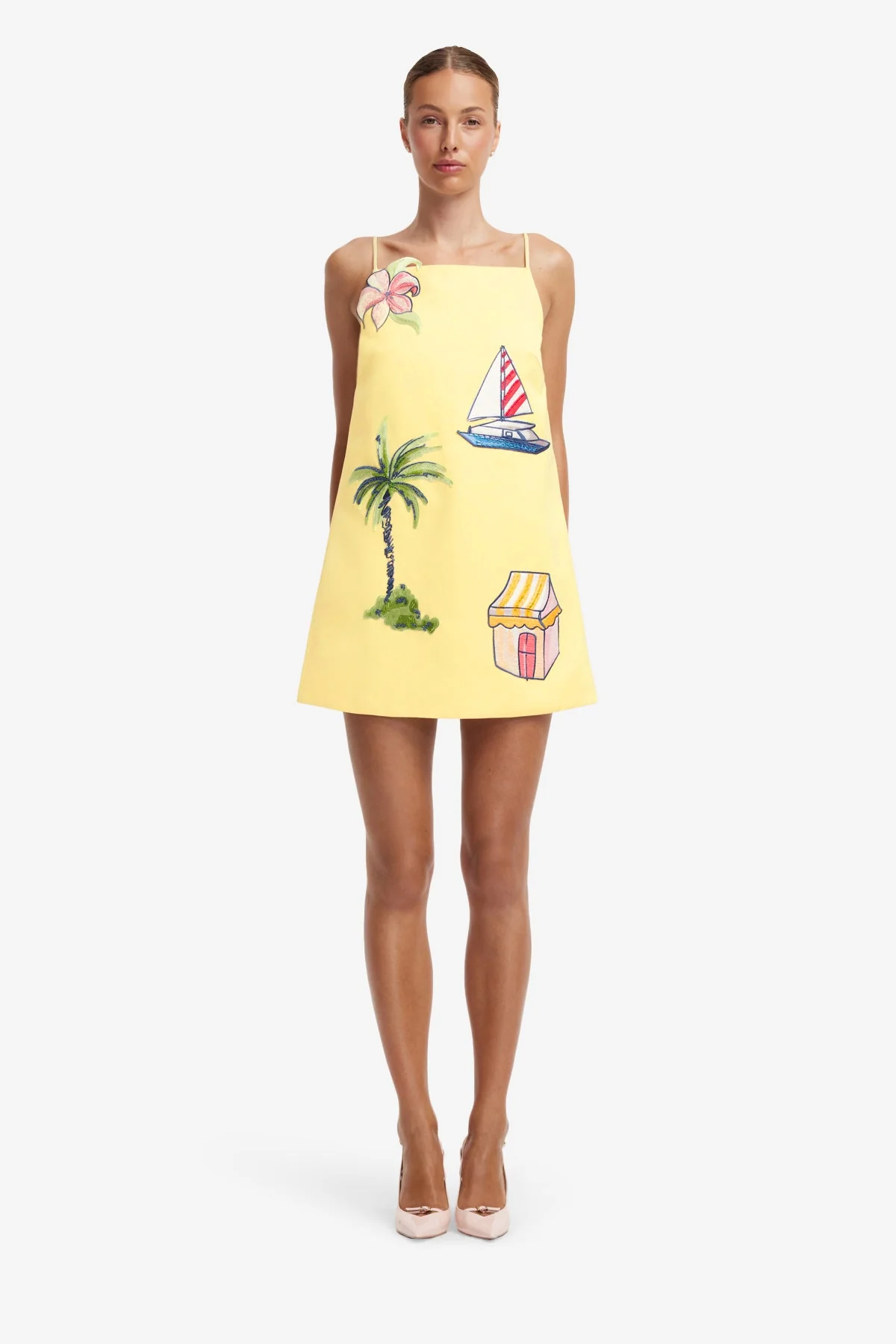 Leia Embroidered Mini Dress - Havana Print - luluinthesky
