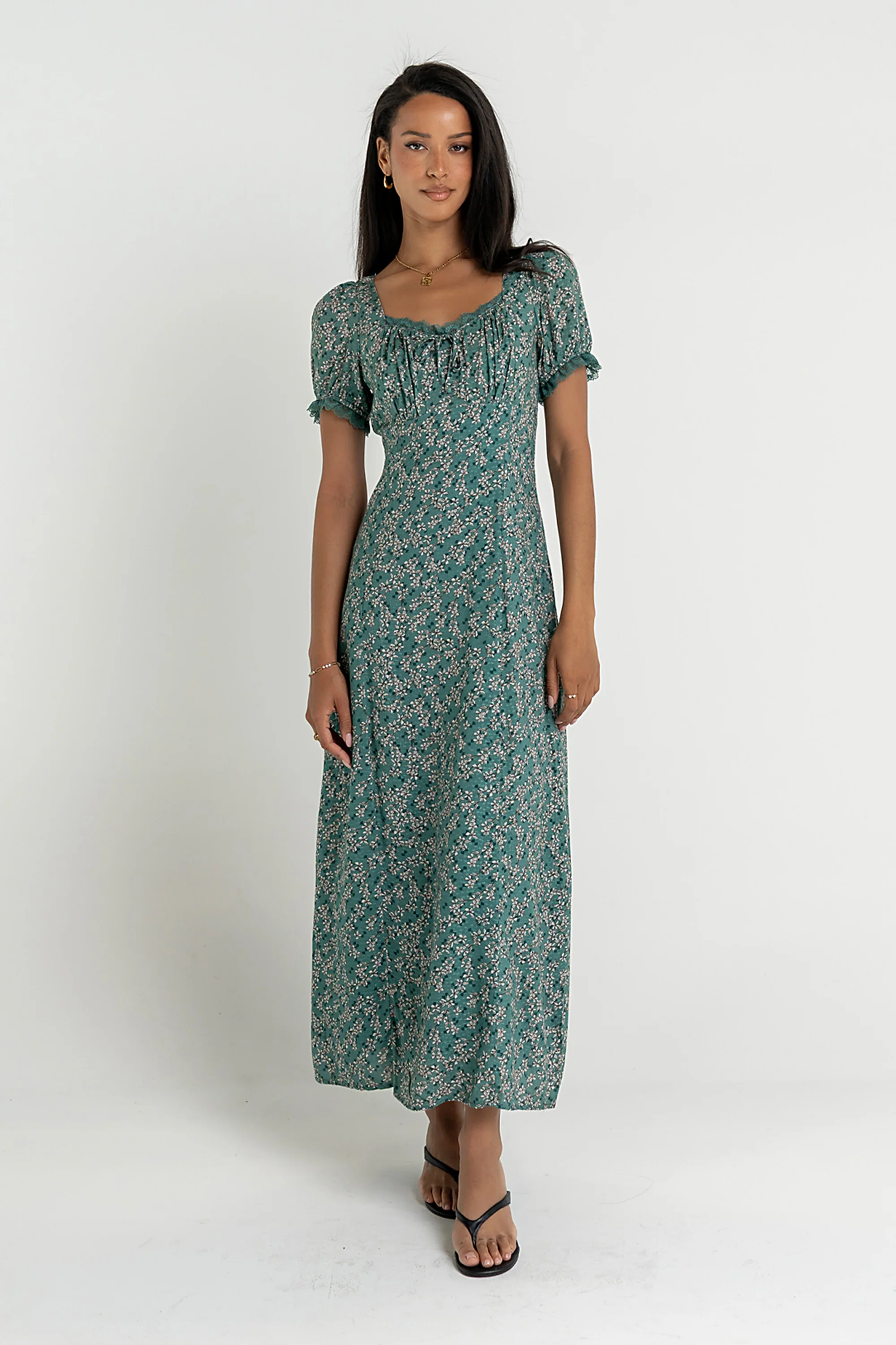 Camden Floral Maxi Dress in Green