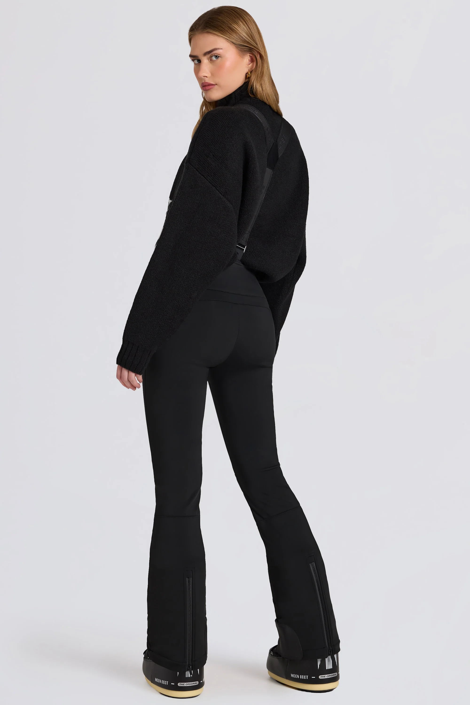 Waterproof High-Rise Salopettes with Suspenders in Black