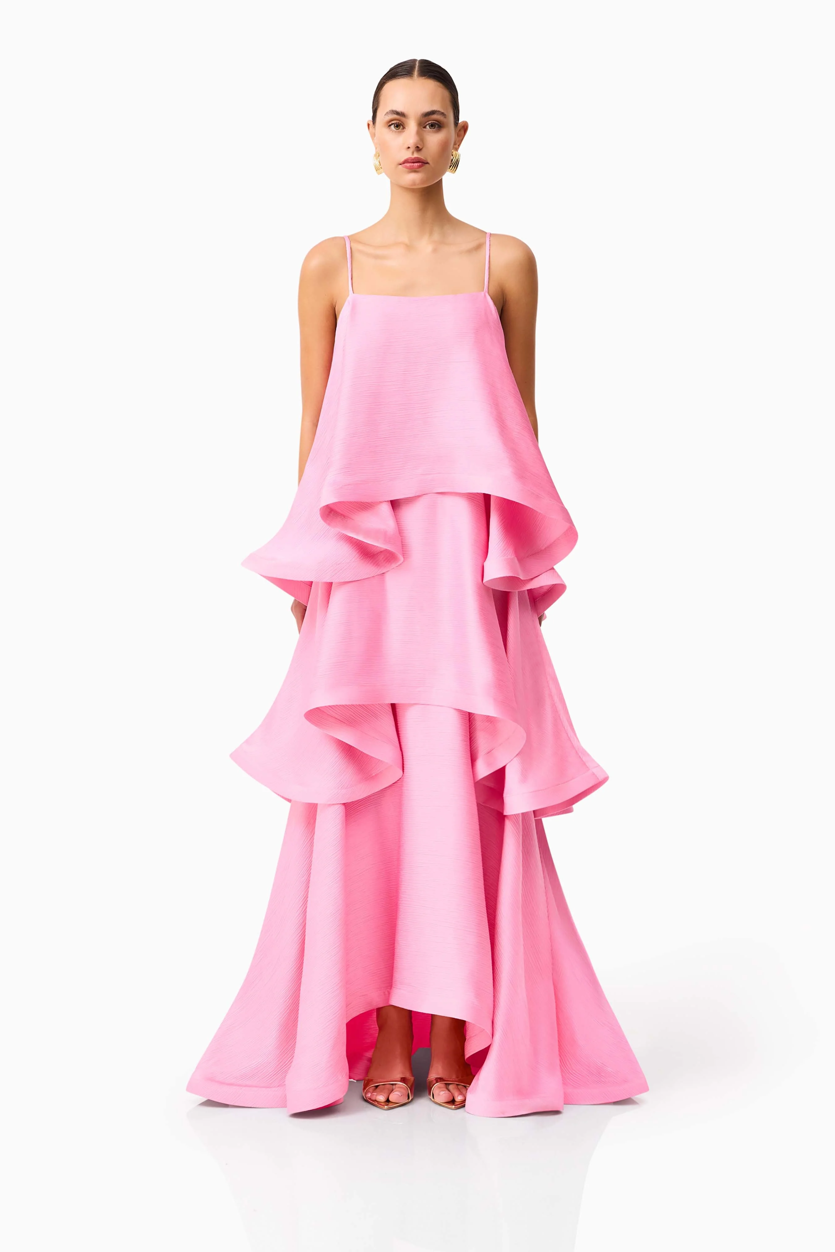 Tilly Tiered Maxi Dress in Pink