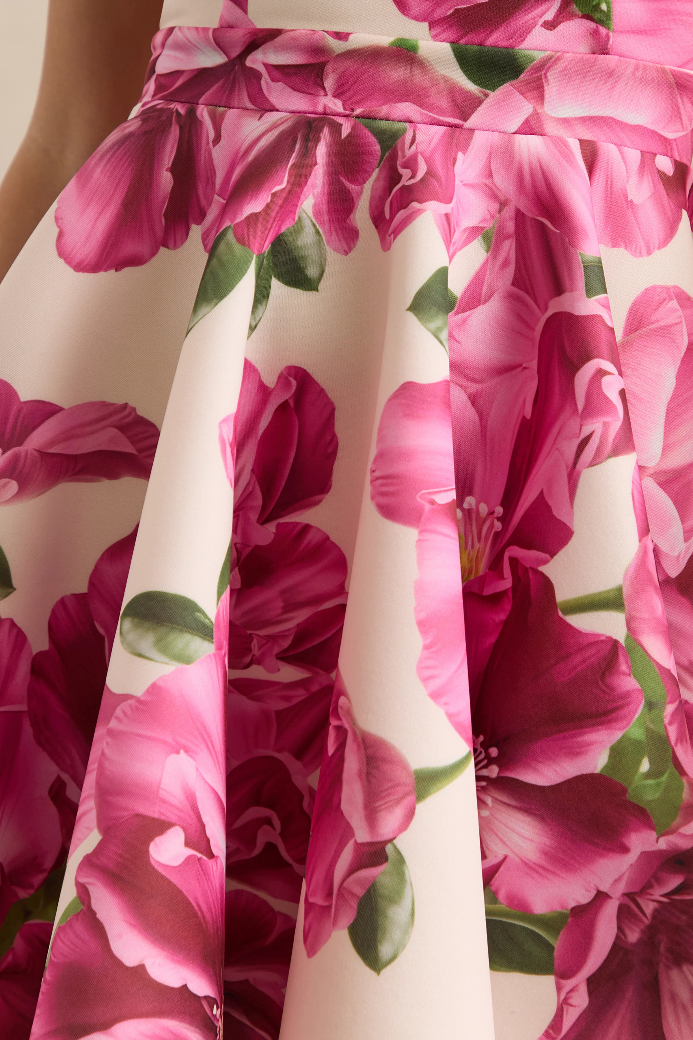 Waverly | Pink Rose Print Racer-Neck Sleeveless Skater Mini Dress