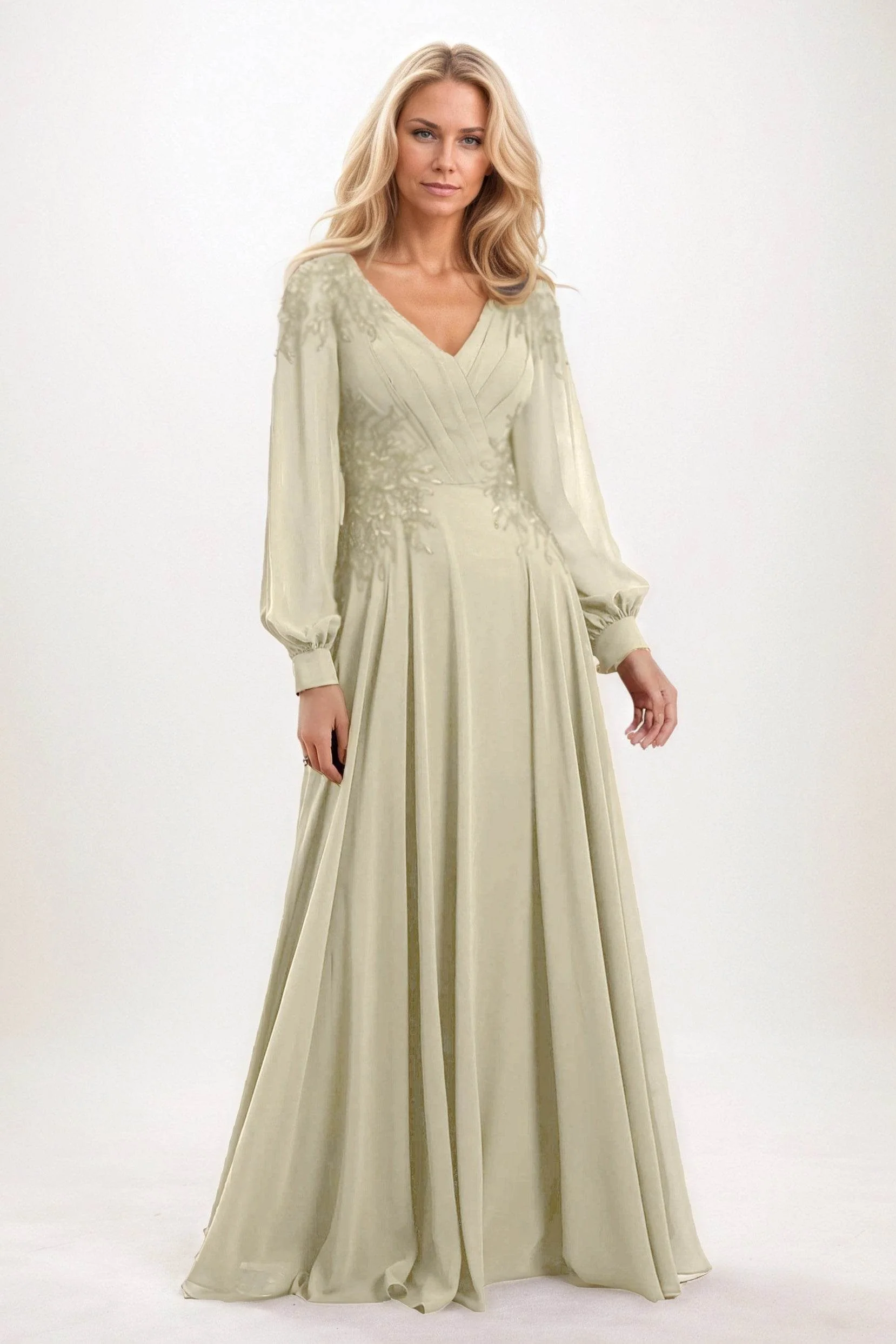 A-Line Maxi Chiffon Mother of the Bride Dresses CM0405