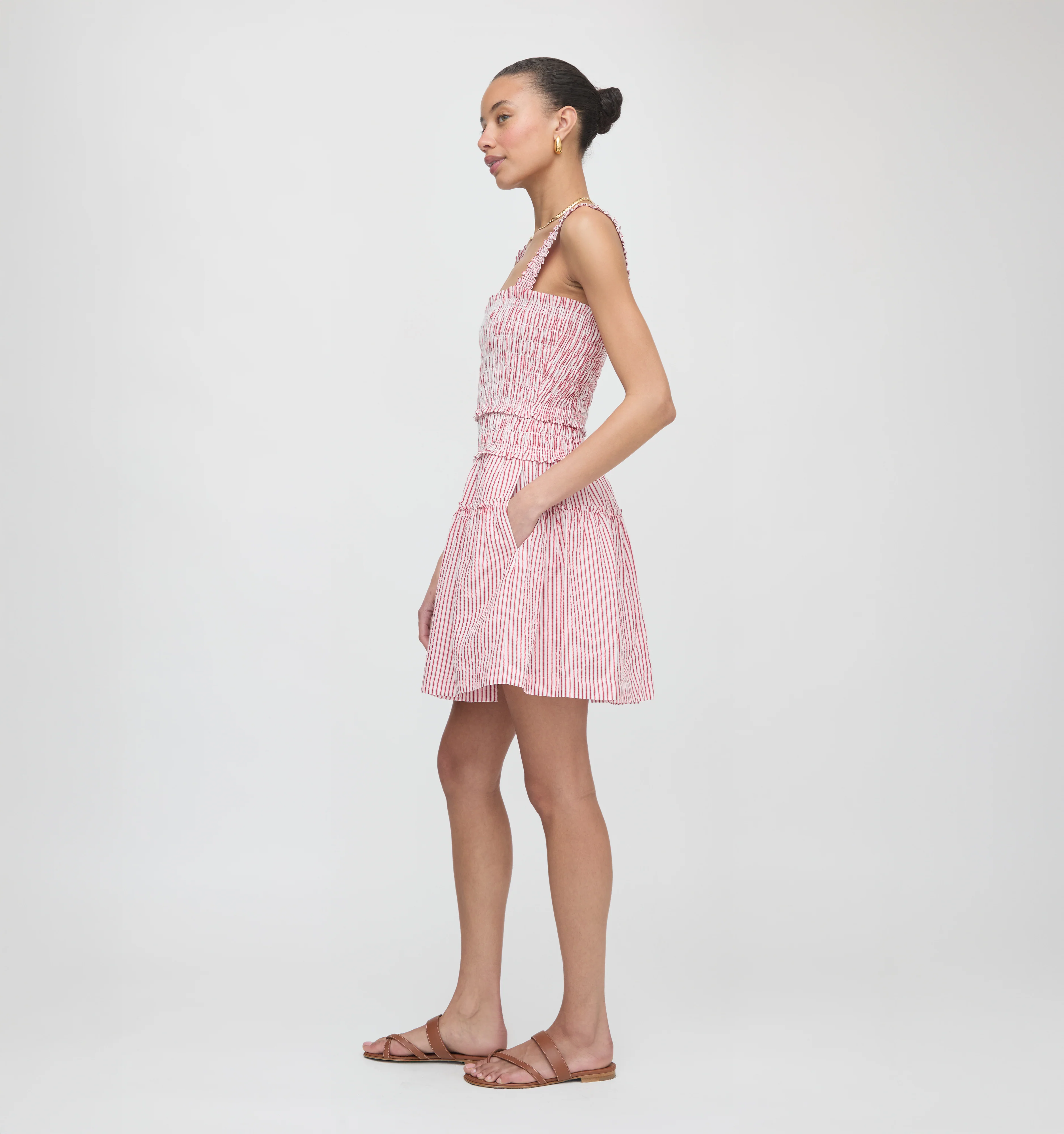 The Azalea Mini Nap Dress - Red Ticking Stripe