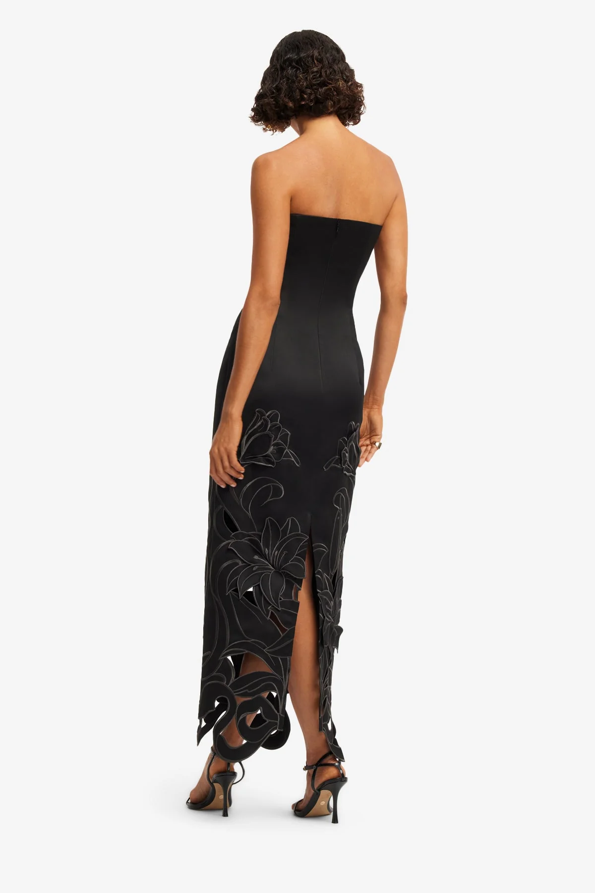 Rayna Appliqué Bustier Maxi Dress - Lily in Ebony
