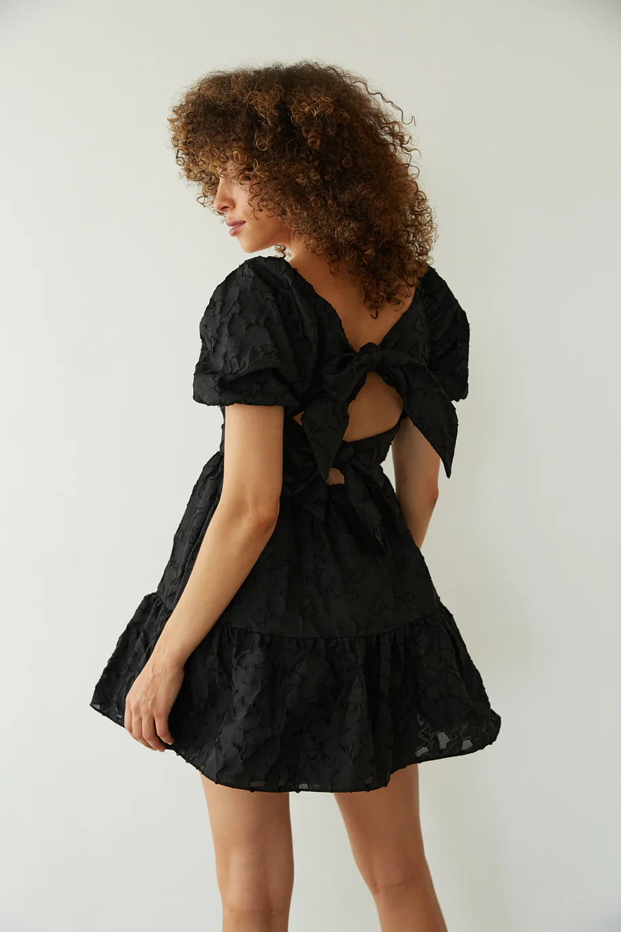 Whitley Tie Back Puff Sleeve Babydoll Mini Dress - luluinthesky