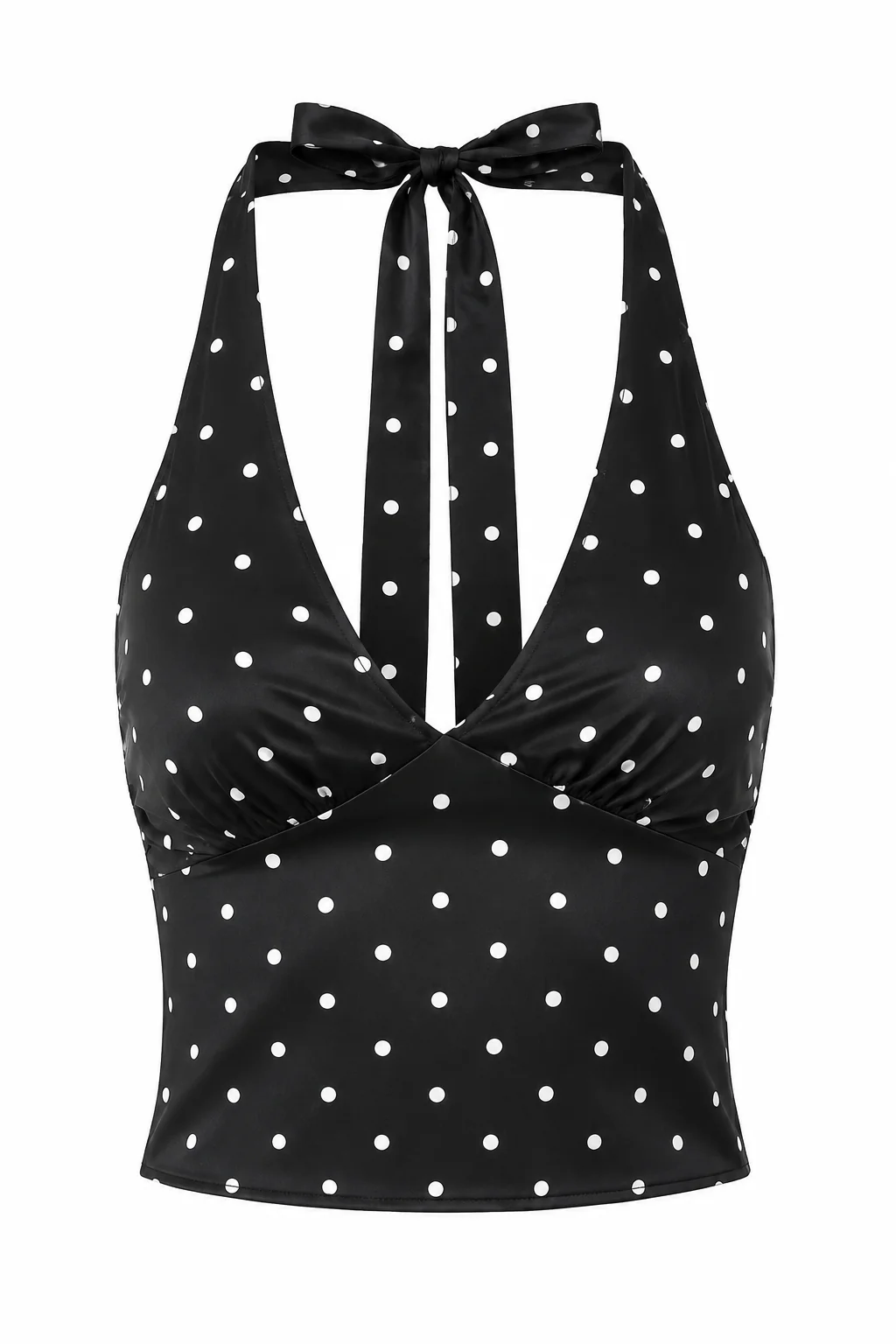 Polka Dot Plunging Halter Top