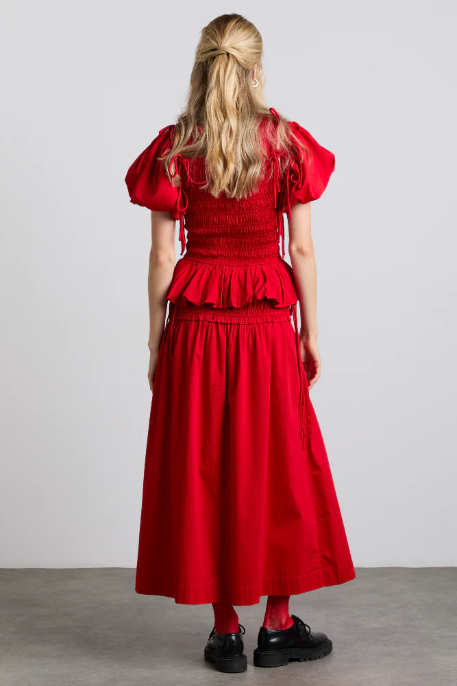 charlotte midi tie detail skirt - cherry - luluinthesky