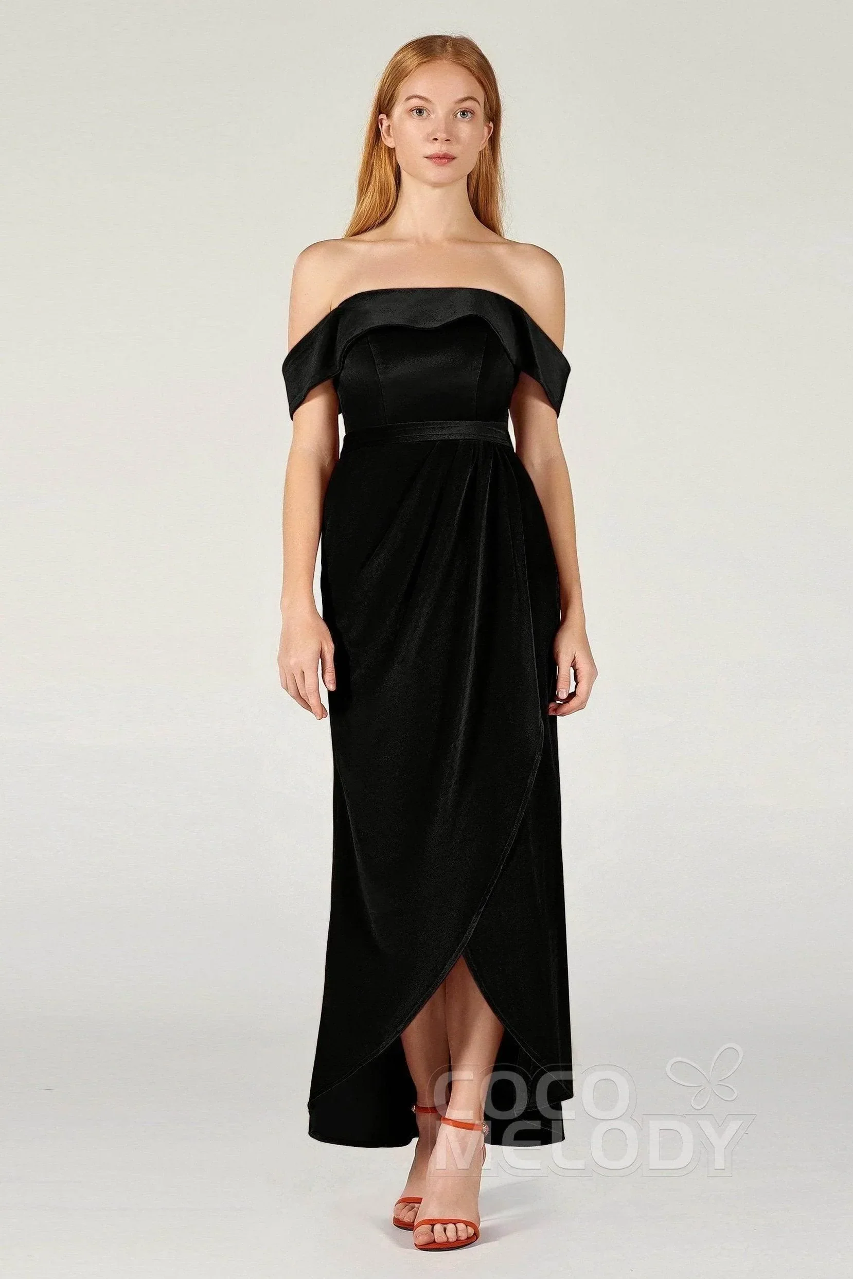Sheath-Column Ankle Length Velvet Bridesmaid Dress CB0365