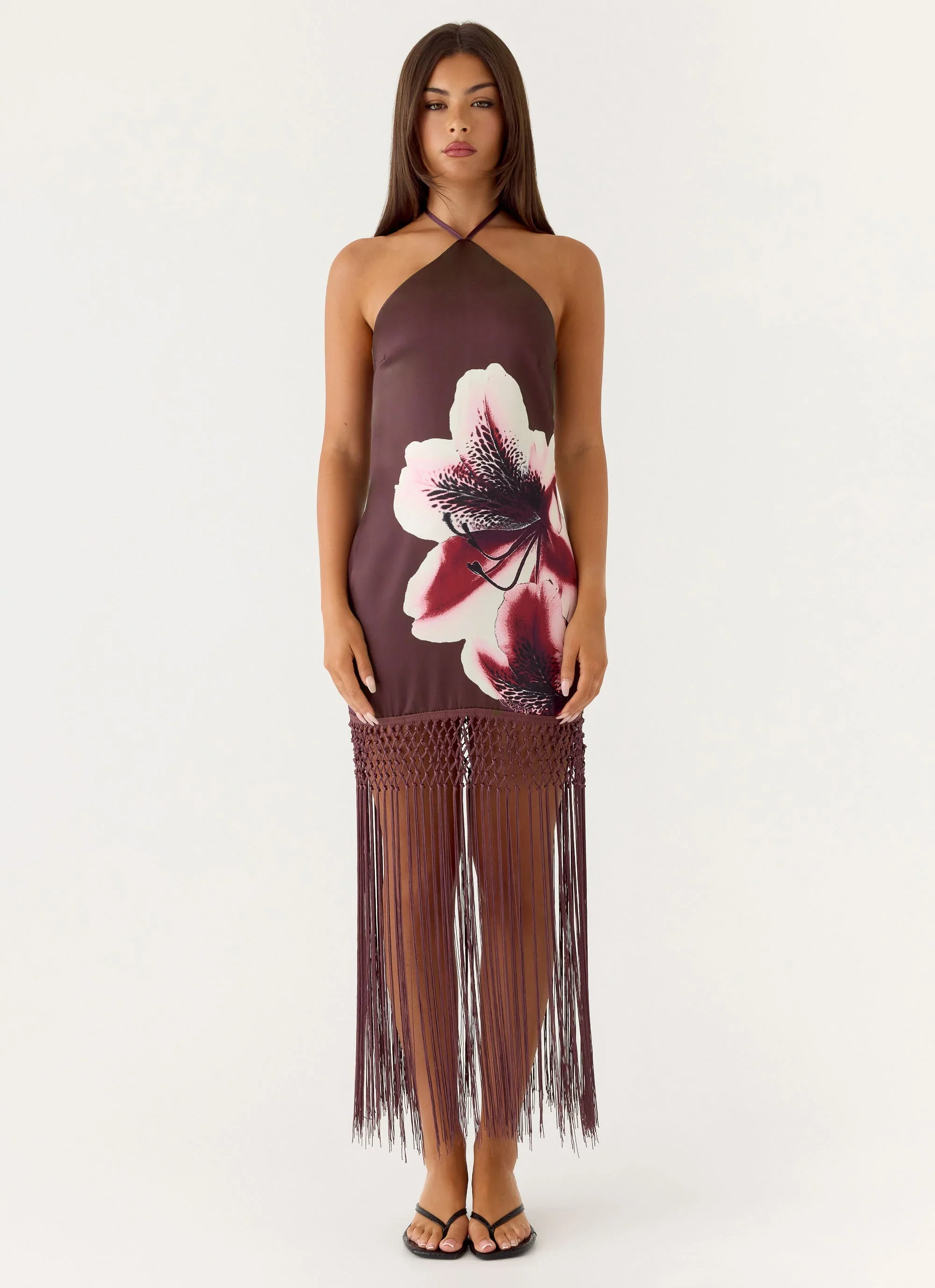 Niahvette Halter Midaxi Dress - Velvet Bloom